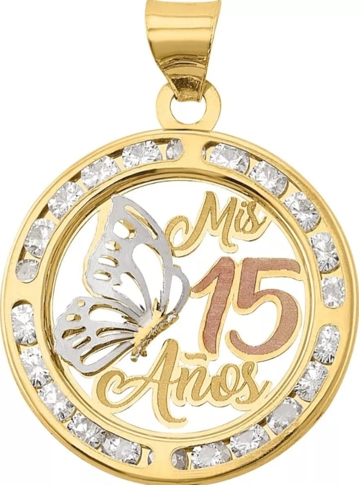 Kit Cadena Con Dije Xv Años Mariposa Oro 10K + Obsequio.