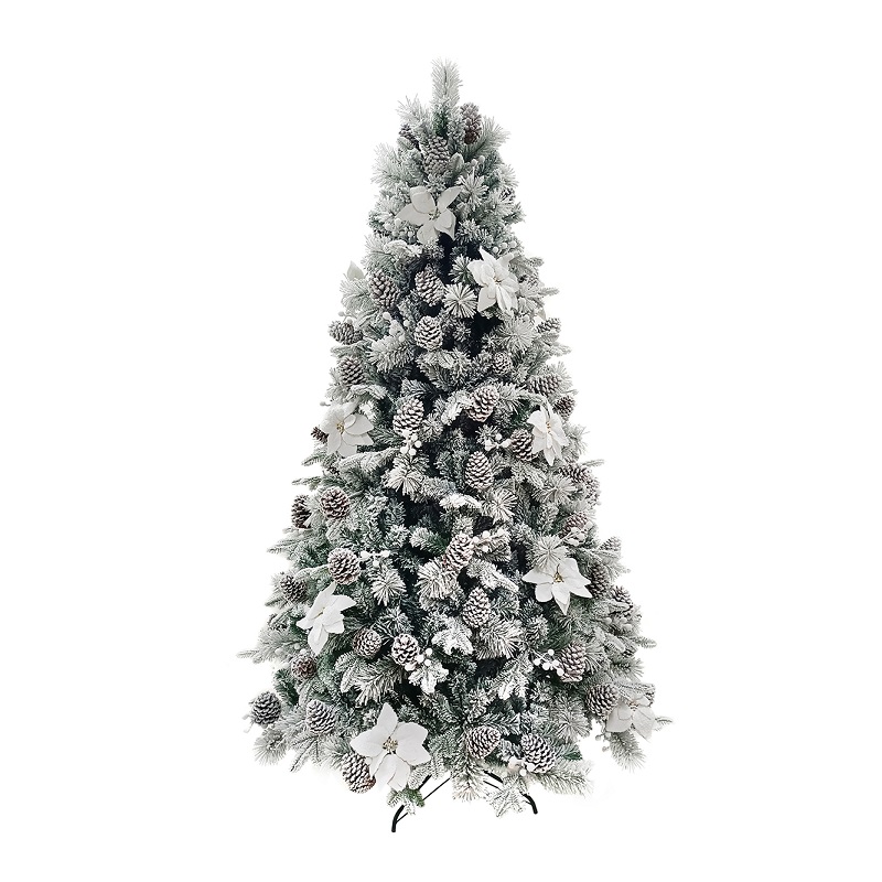 Árbol de Navidad Nevado Alberta Spruce frondoso 1600 ramas Piña gigante premium incluye maleta - 220cm Artego