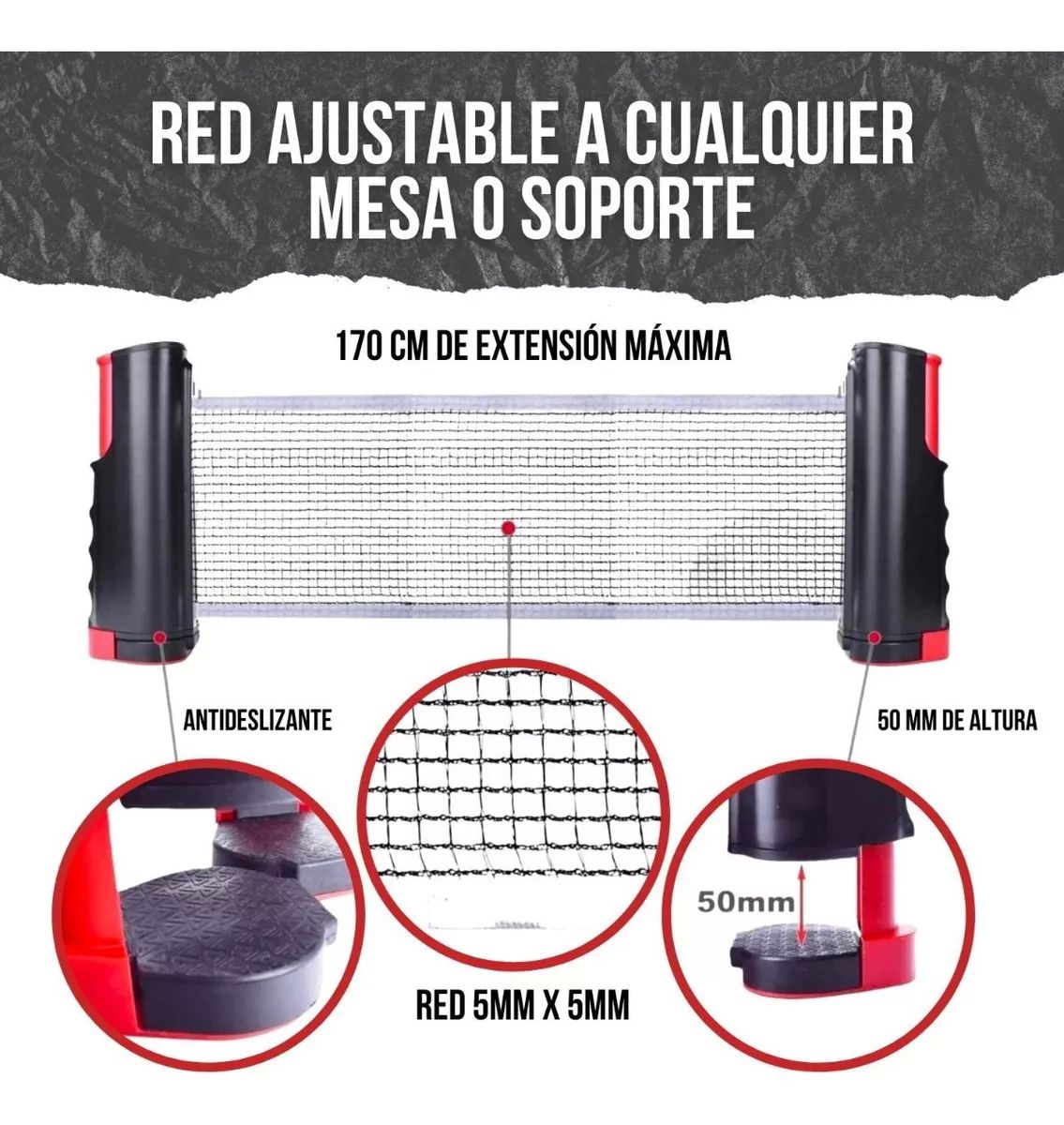 Juego De Ping Pong De Mesa Portátil Con Red Retractil Raquet