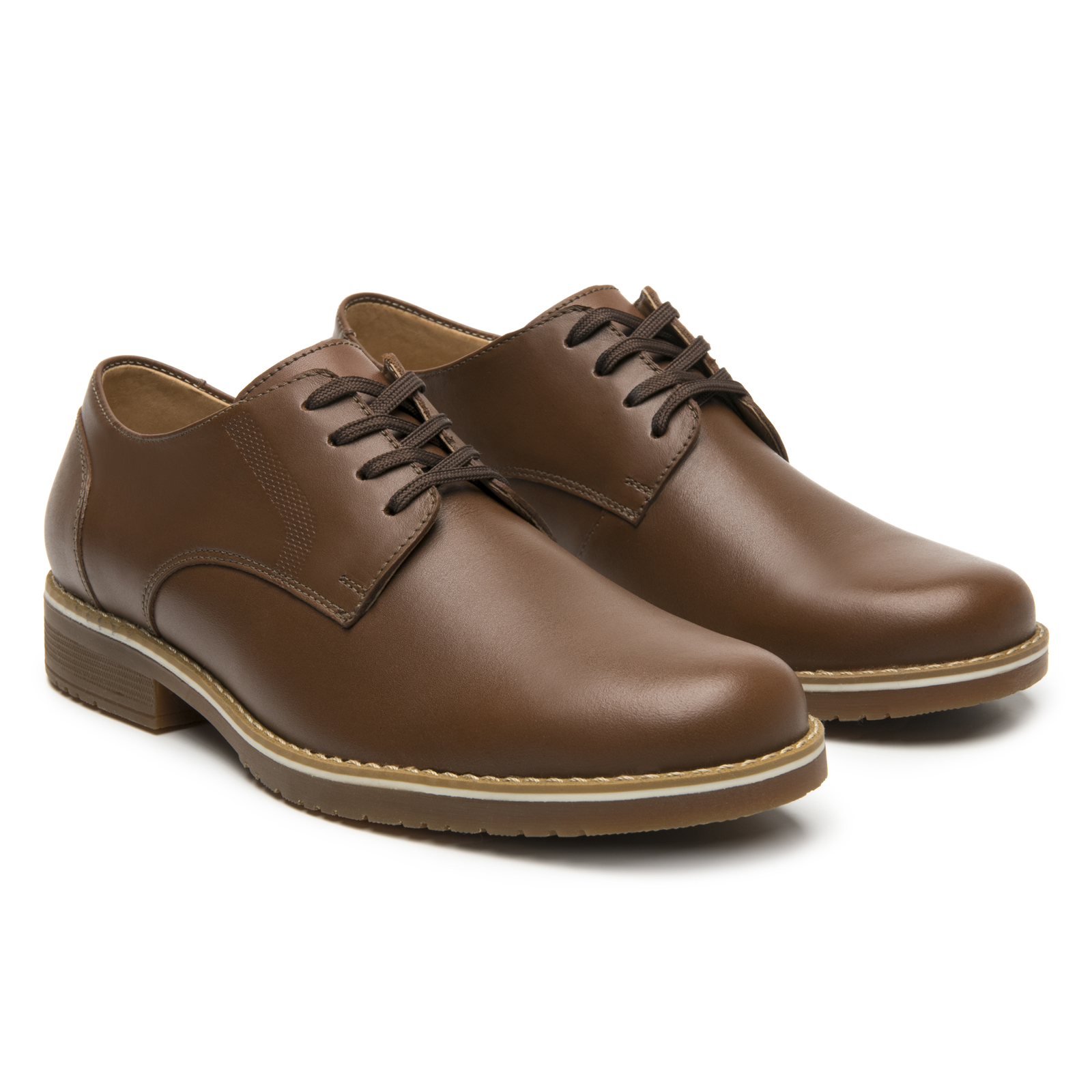 Zapatos Derby Escolar Para Niños Flexi Piel Lisa 50914 Tan