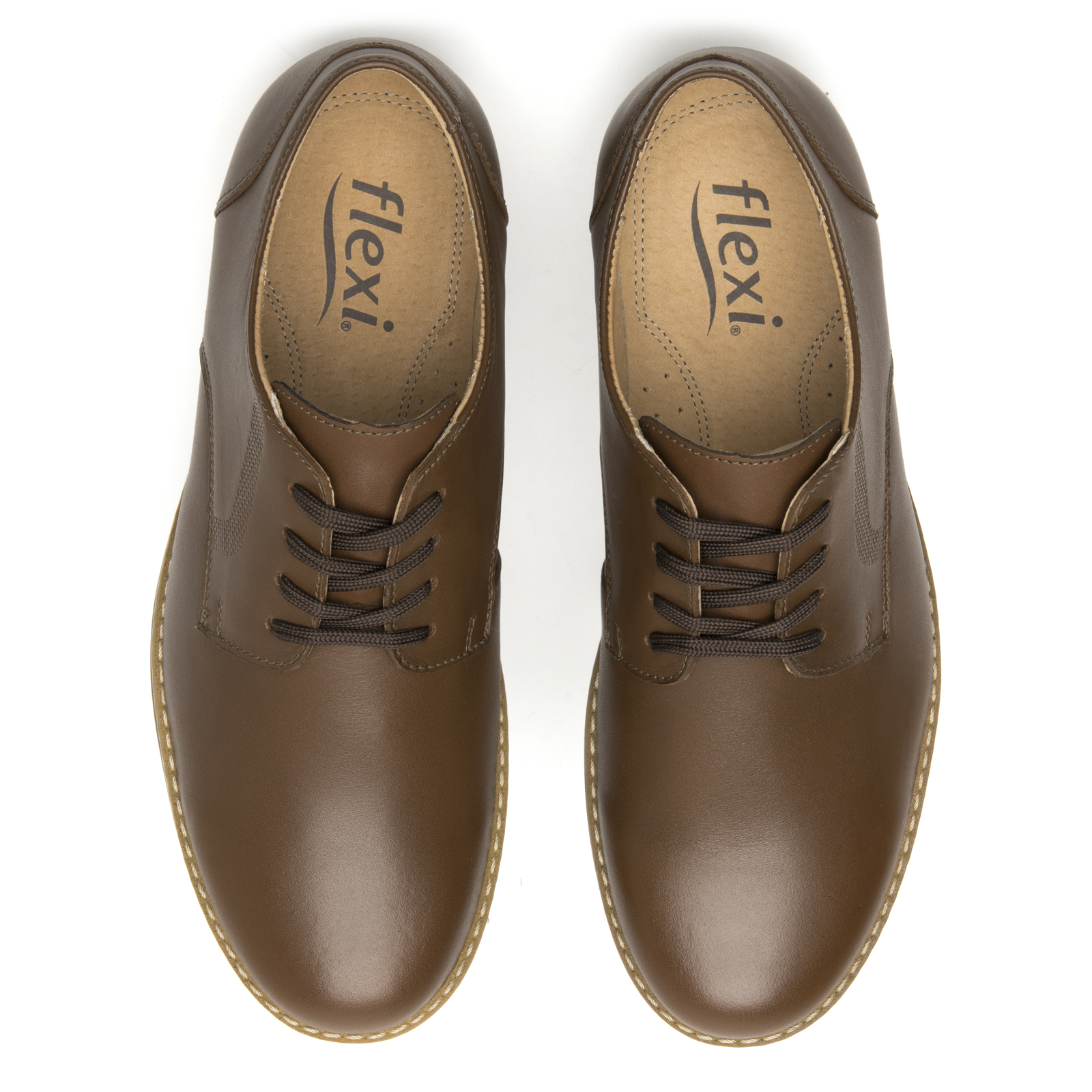 Zapatos Derby Escolar Para Niños Flexi Piel Lisa 50914 Tan