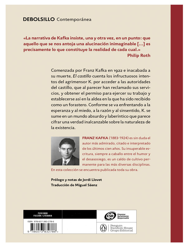Libro El castillo Editorial Debolsillo Autor Franz Kafka