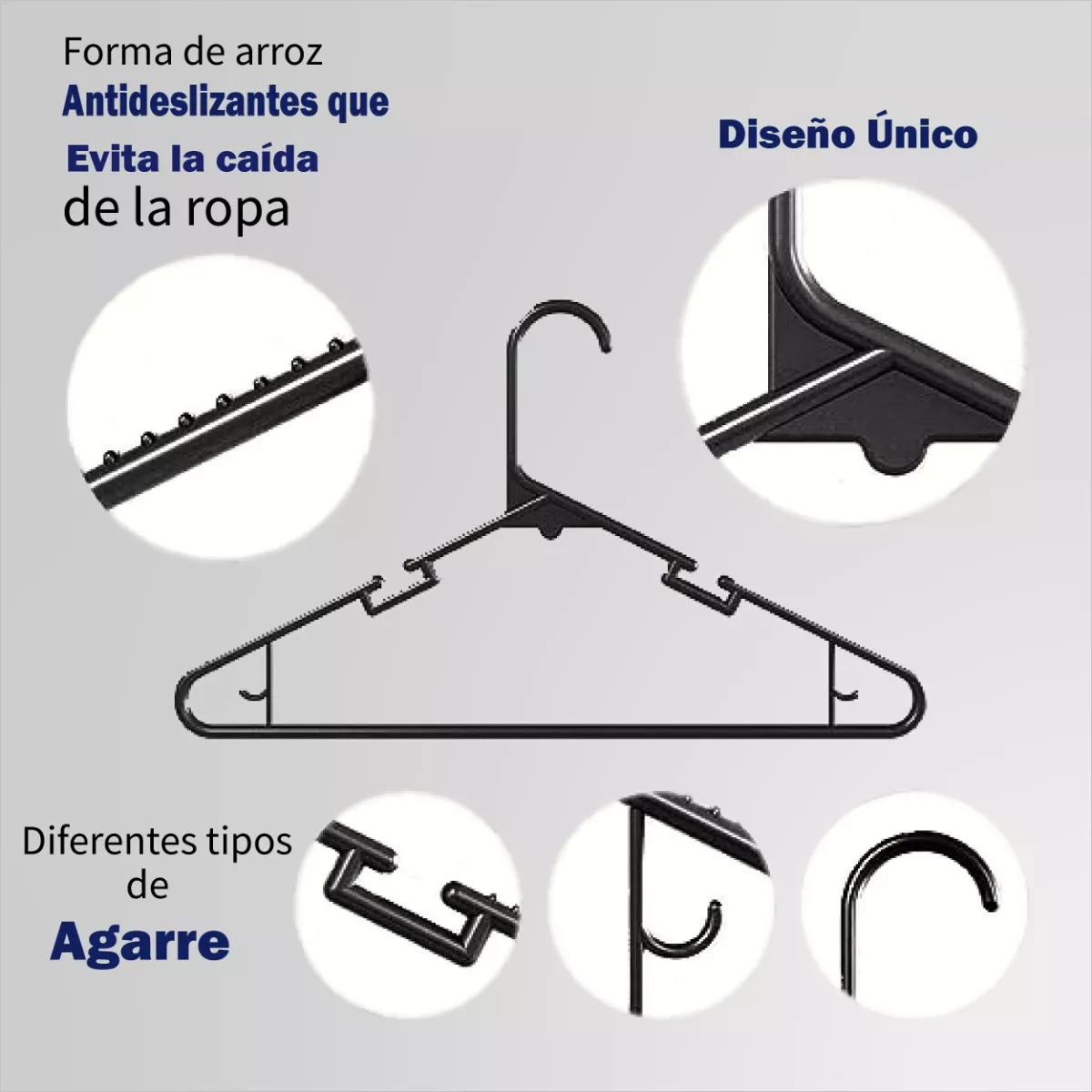 Ganchos Infantil para Ropa 100 pz Negro