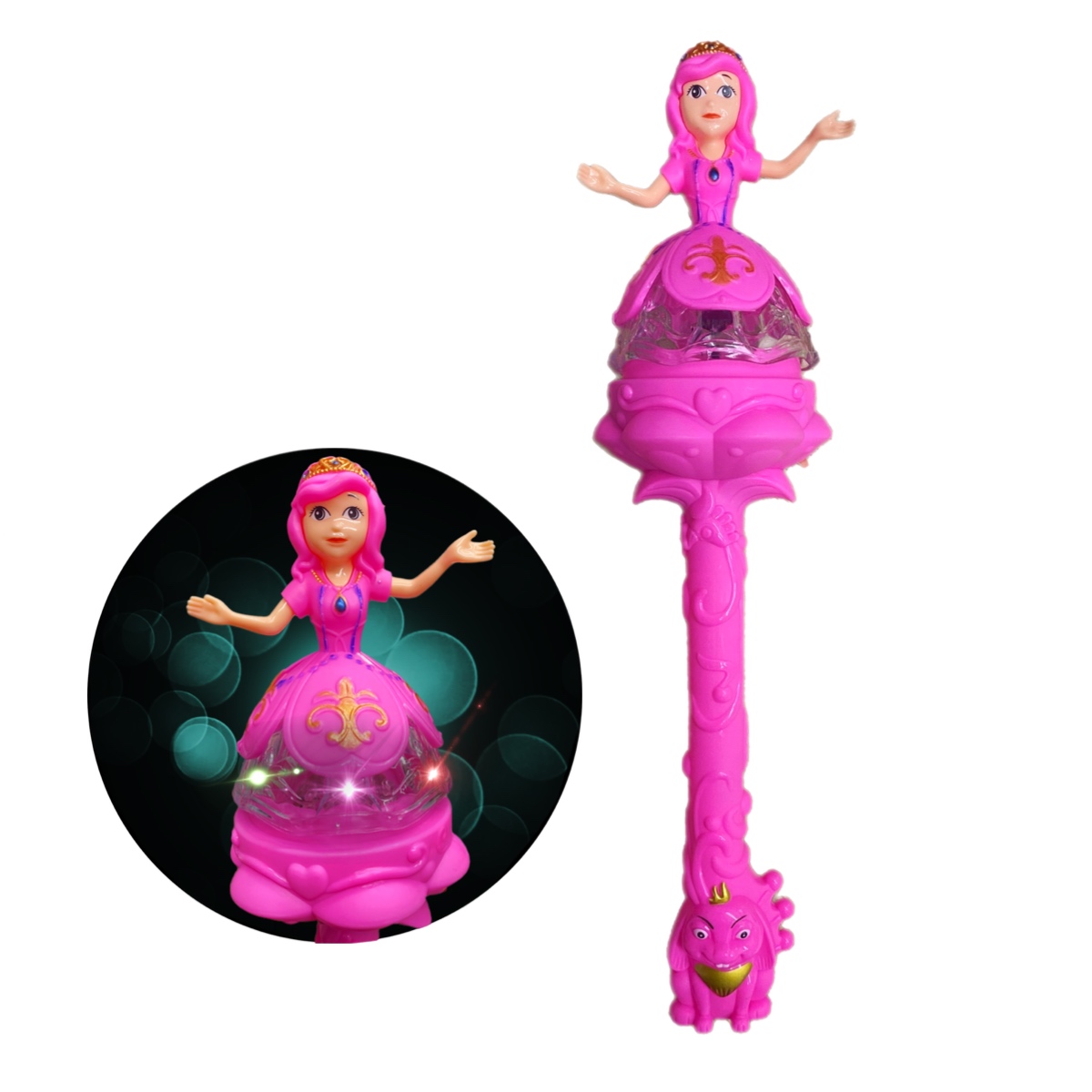 3 Varita Cetro Musical Princesa Giratorio Luces Led Juguetes