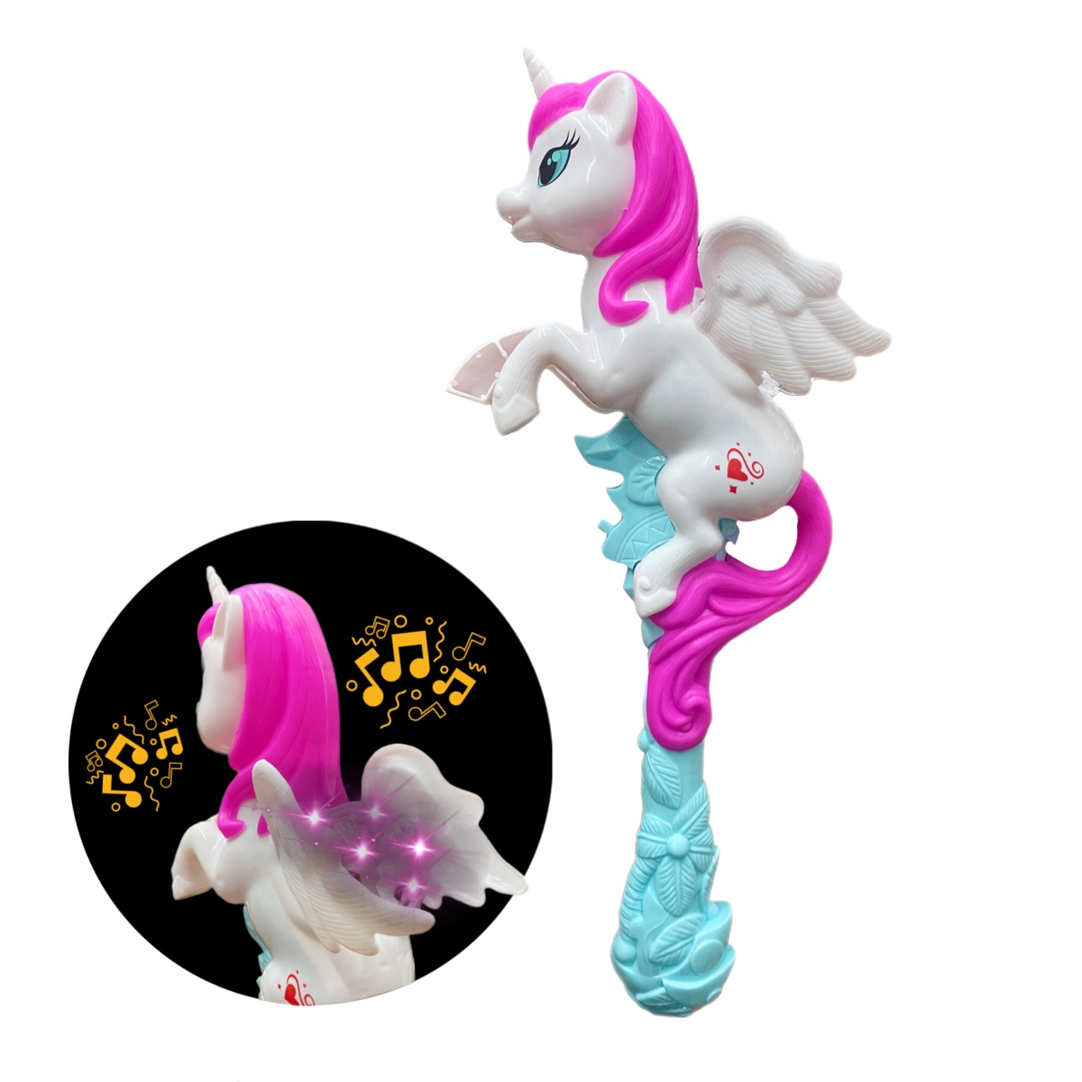 Varita Cetro Musical Unicornio Giratorio Luces Led Juguetes