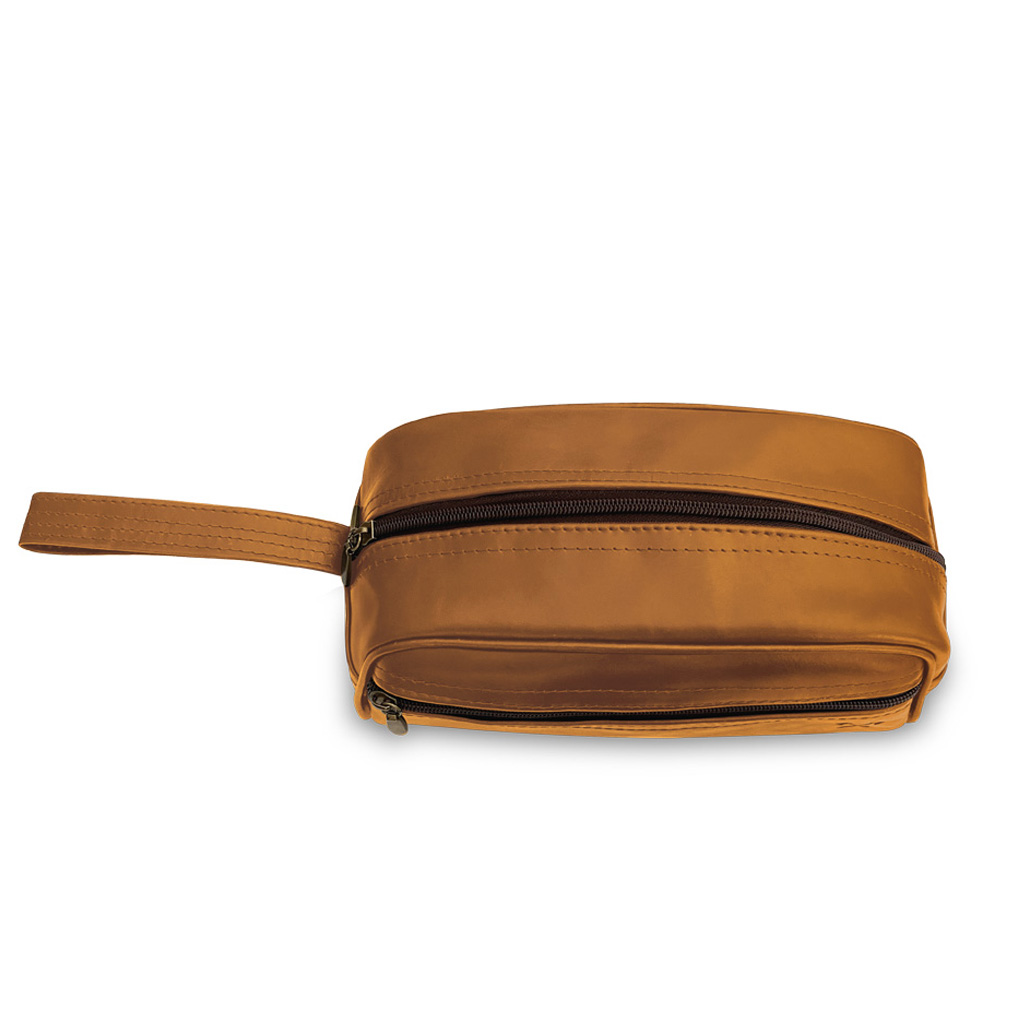 Woodsman Neceser estuche de Viaje Rectangular de Piel Genuina Color Camello