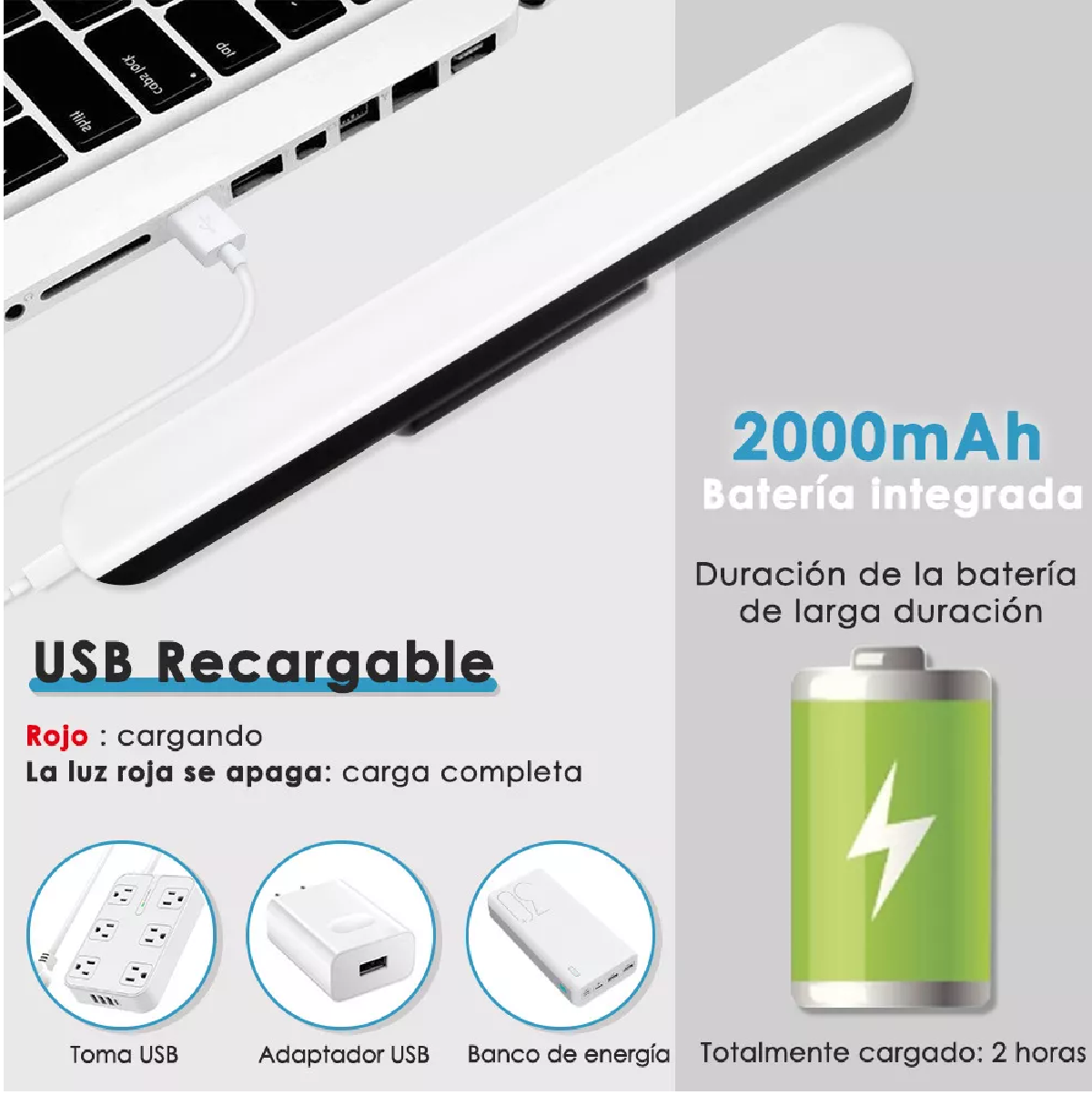 Usb Recargable Lámpara De Lectura Para Libros Portátil negro