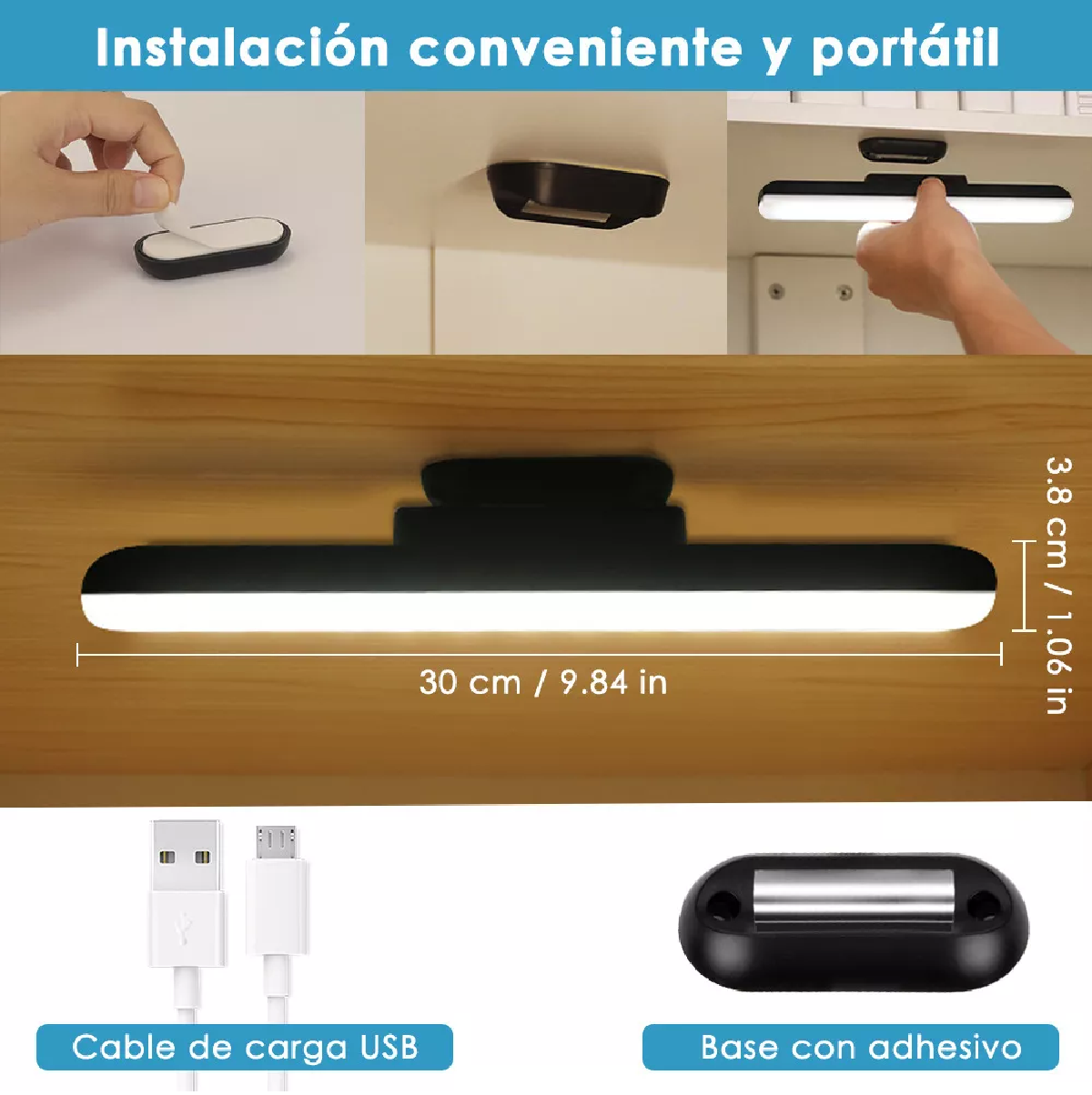 Usb Recargable Lámpara De Lectura Para Libros Portátil negro