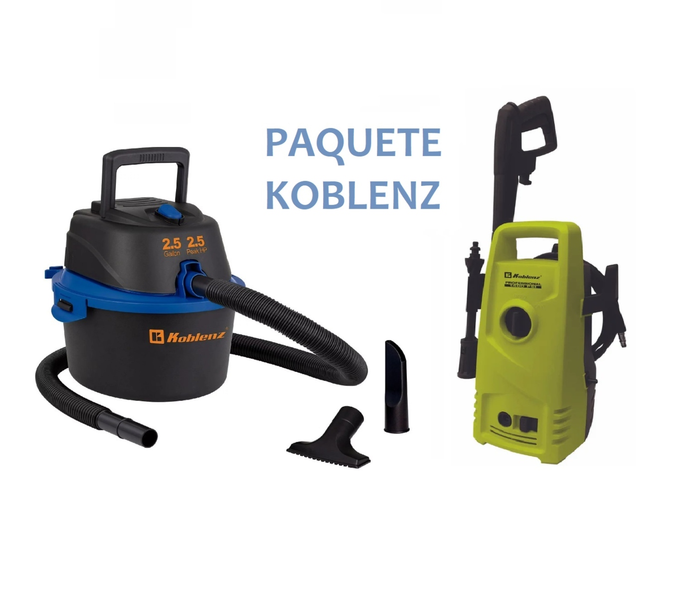 PAQUETE KOBLENZ ASPIRADORA WD-2.5 MA + HIDROLAVADORA HL-145 V 1400 PSI ENDY5