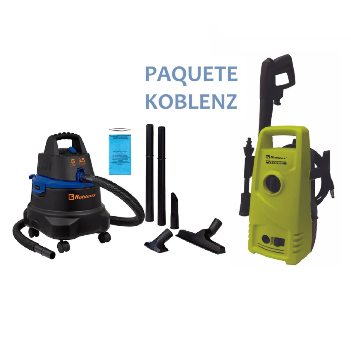 PAQUETE KOBLENZ ASPIRADORA WD-5 MA + HIDROLAVADORA HL-145 V 1400 PSI ENDY6