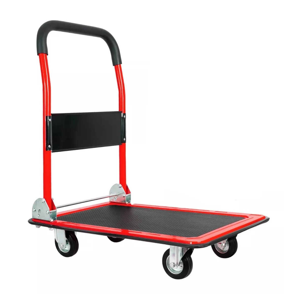 Carrito Plegable De Carga Plataforma Diablito Patin De Acero Rojo