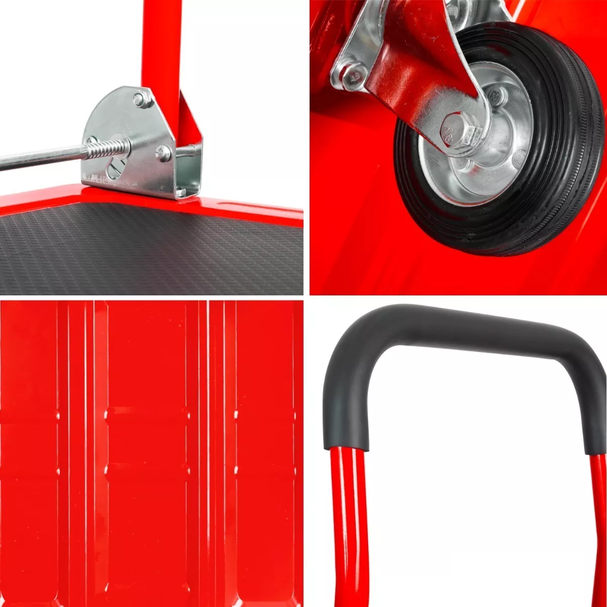 Carrito Plegable De Carga Plataforma Diablito Patin De Acero Rojo