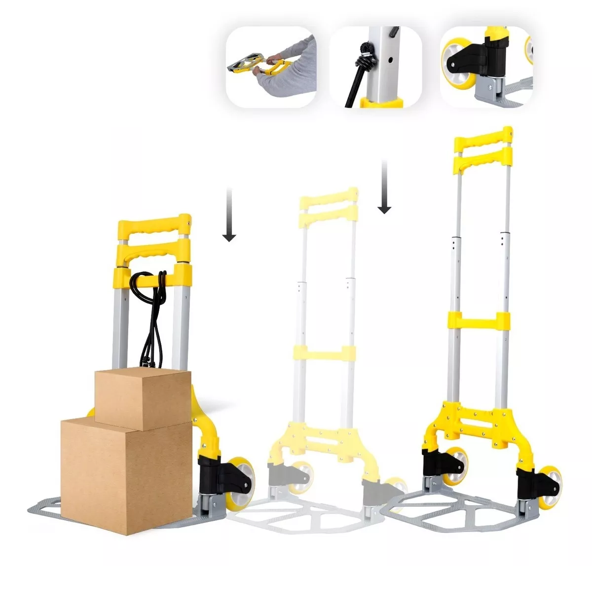 Diablito Plegable De Carga Carretilla Carrito Extendible Amarillo