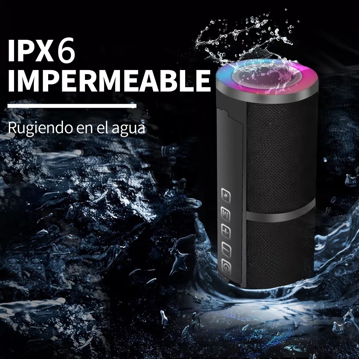 Altavoz Bluetooth Portátil Bocina Impermeable Con Luces Rgb