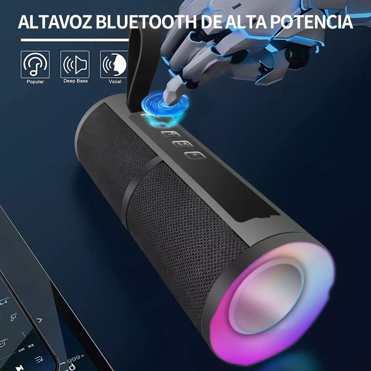 Altavoz Bluetooth Portátil Bocina Impermeable Con Luces Rgb