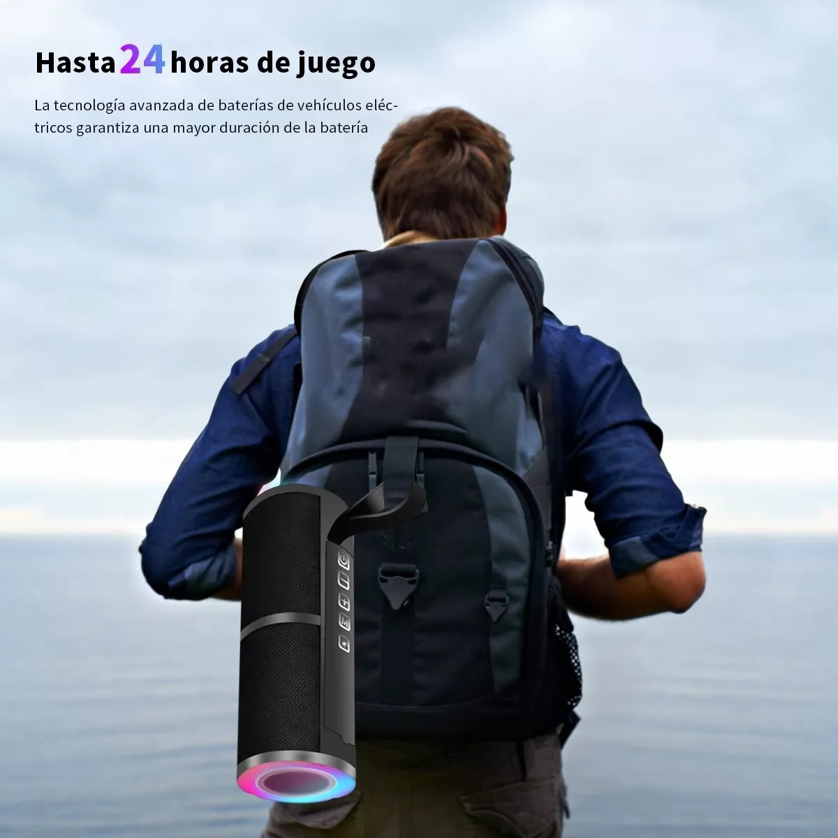 Altavoz Bluetooth Portátil Bocina Impermeable Con Luces Rgb