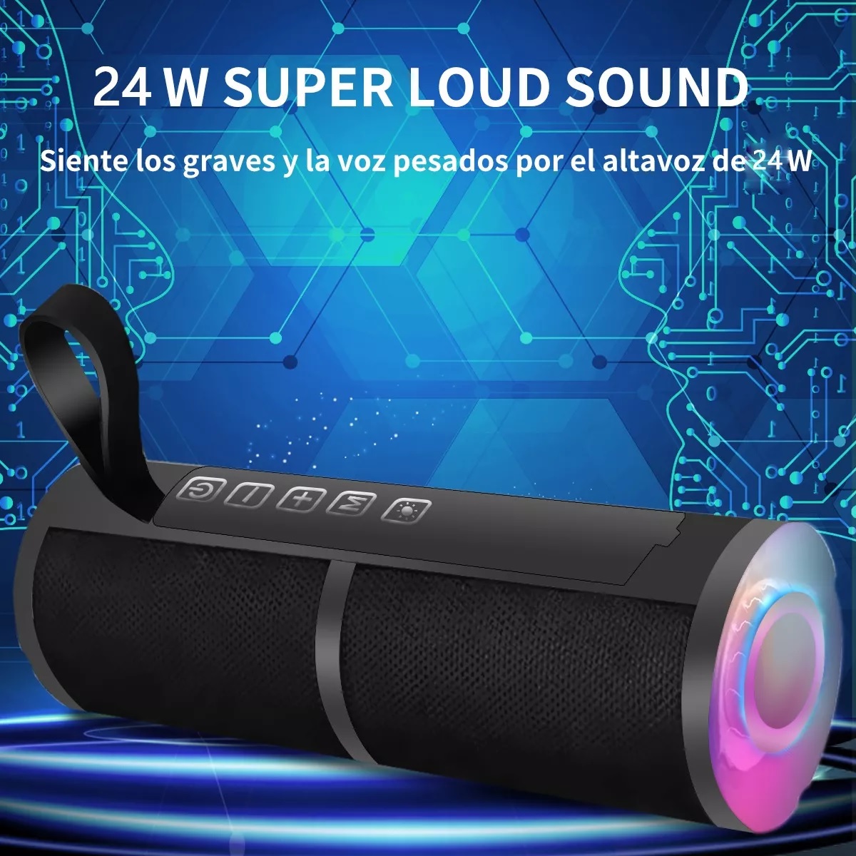 Altavoz Bluetooth Portátil Bocina Impermeable Con Luces Rgb