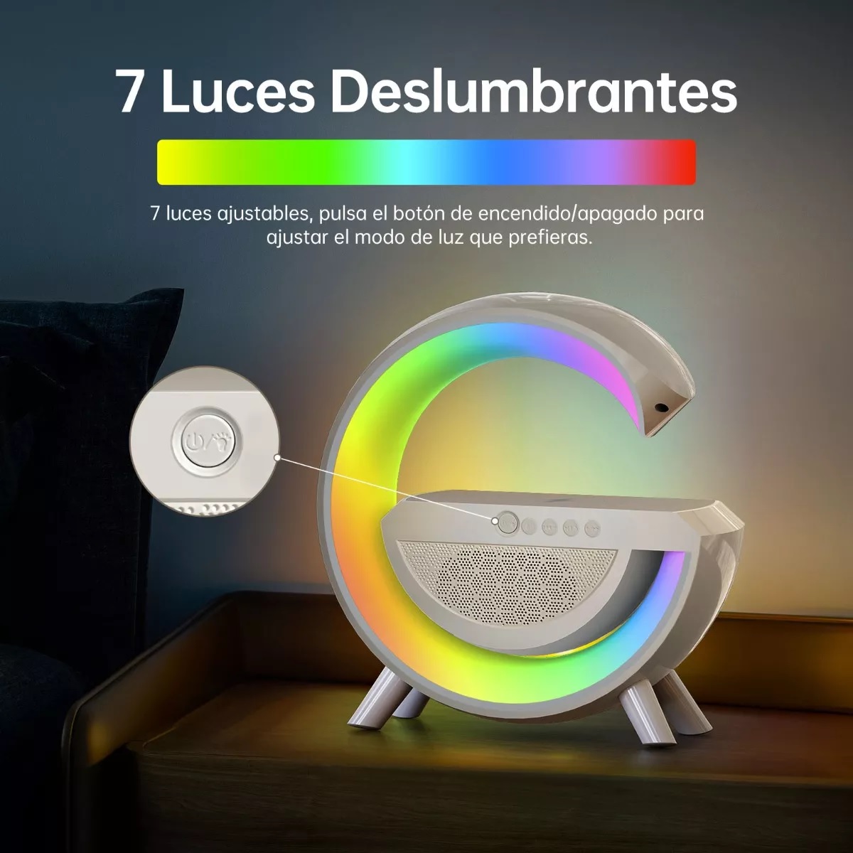 Bocina Bluetooth Cargador Inalámbrico 3 En 1 Con Luces Rgb