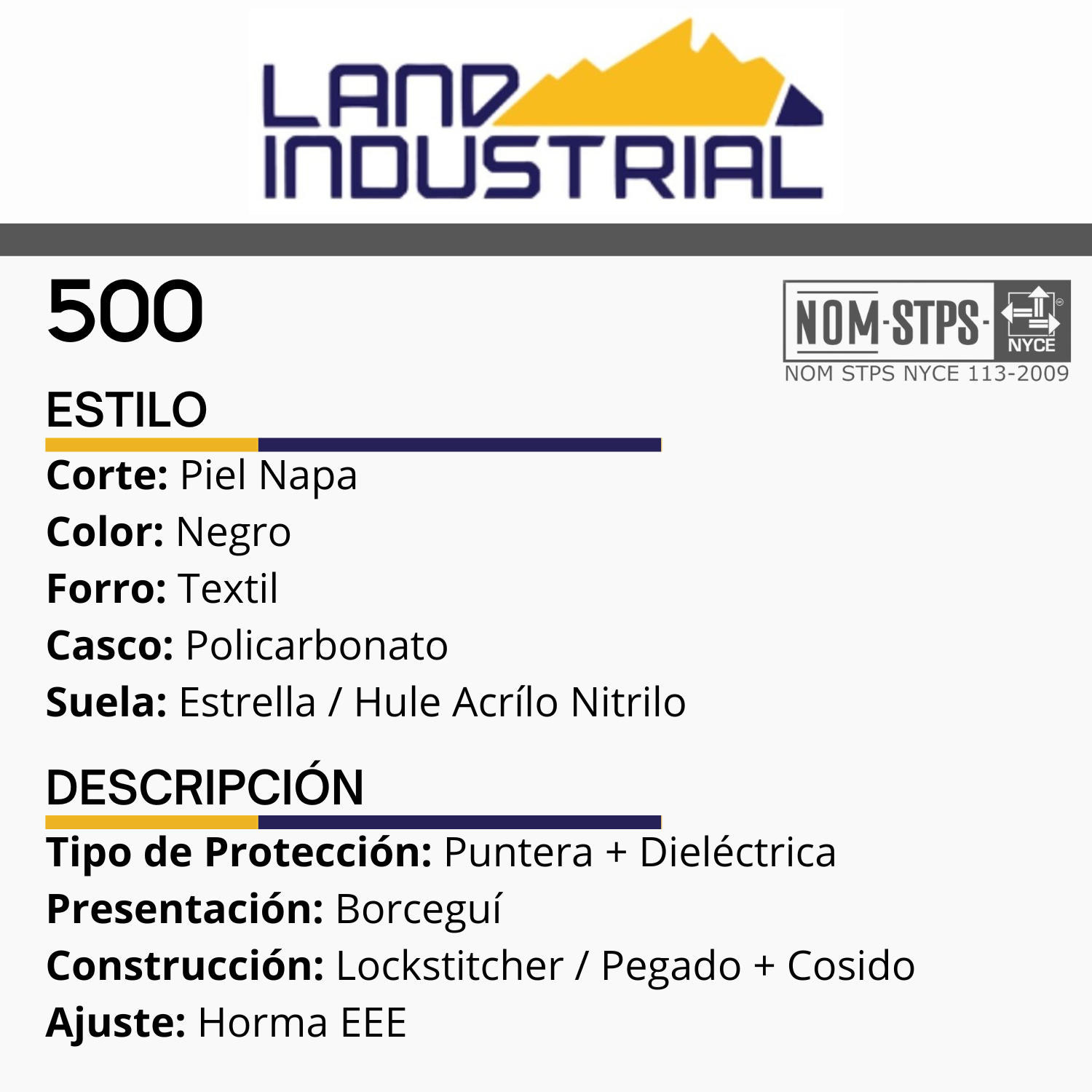 Bota Industrial Dielectrica Casquillo Seguridad Trabajo 500