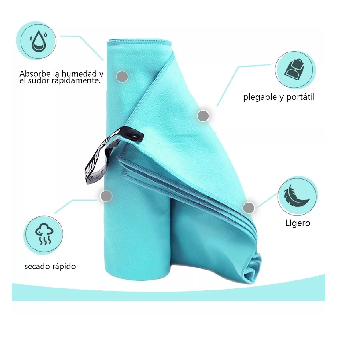 Toalla Microfibra Secado Rápido Gym Baño Viaje 3+1 Paquetes Azul Claro