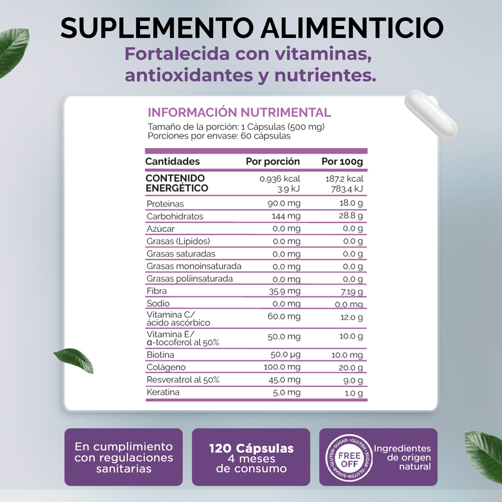 OBY Beauty | Capsulas con Colageno Hidrolizado, Biotina, Vitamina C, Vitamina E, Resveratrol y Keratina | Para Cabello, Piel y Uñas | Multivitaminico Mujer Hair Skin and Nails