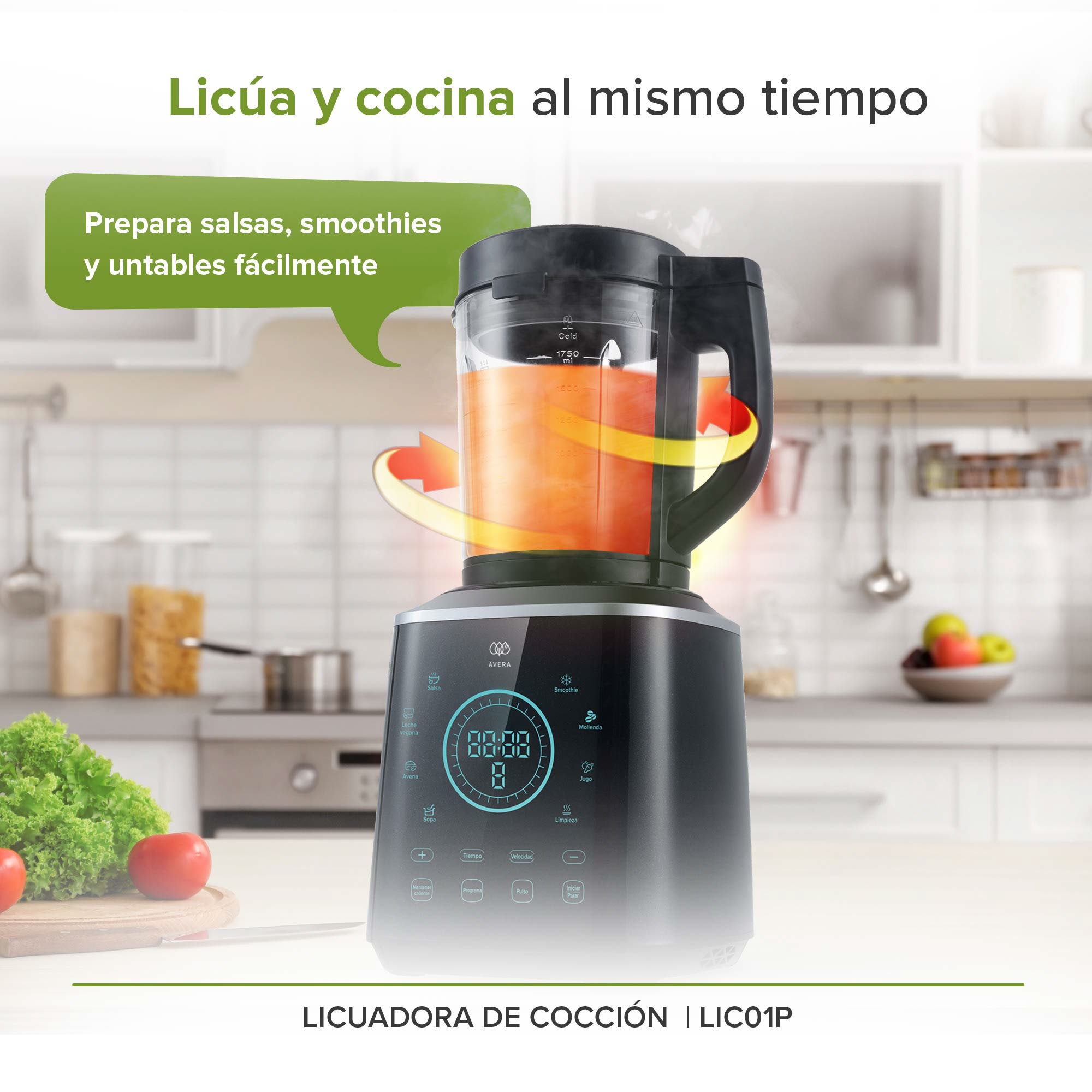 Licuadora De Cocción 1200 W Panel Touch 1.75 Litros Avera LIC01P