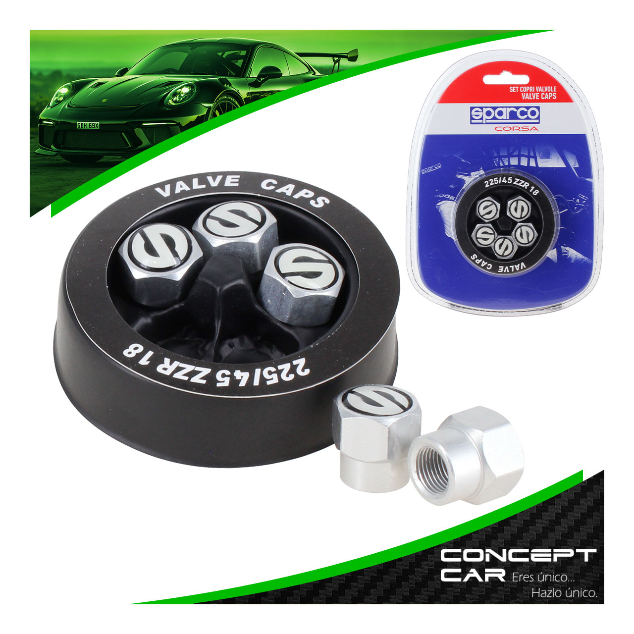 Juego 5 Tapones Para Valvula Cubrepivotes Universal Sparco