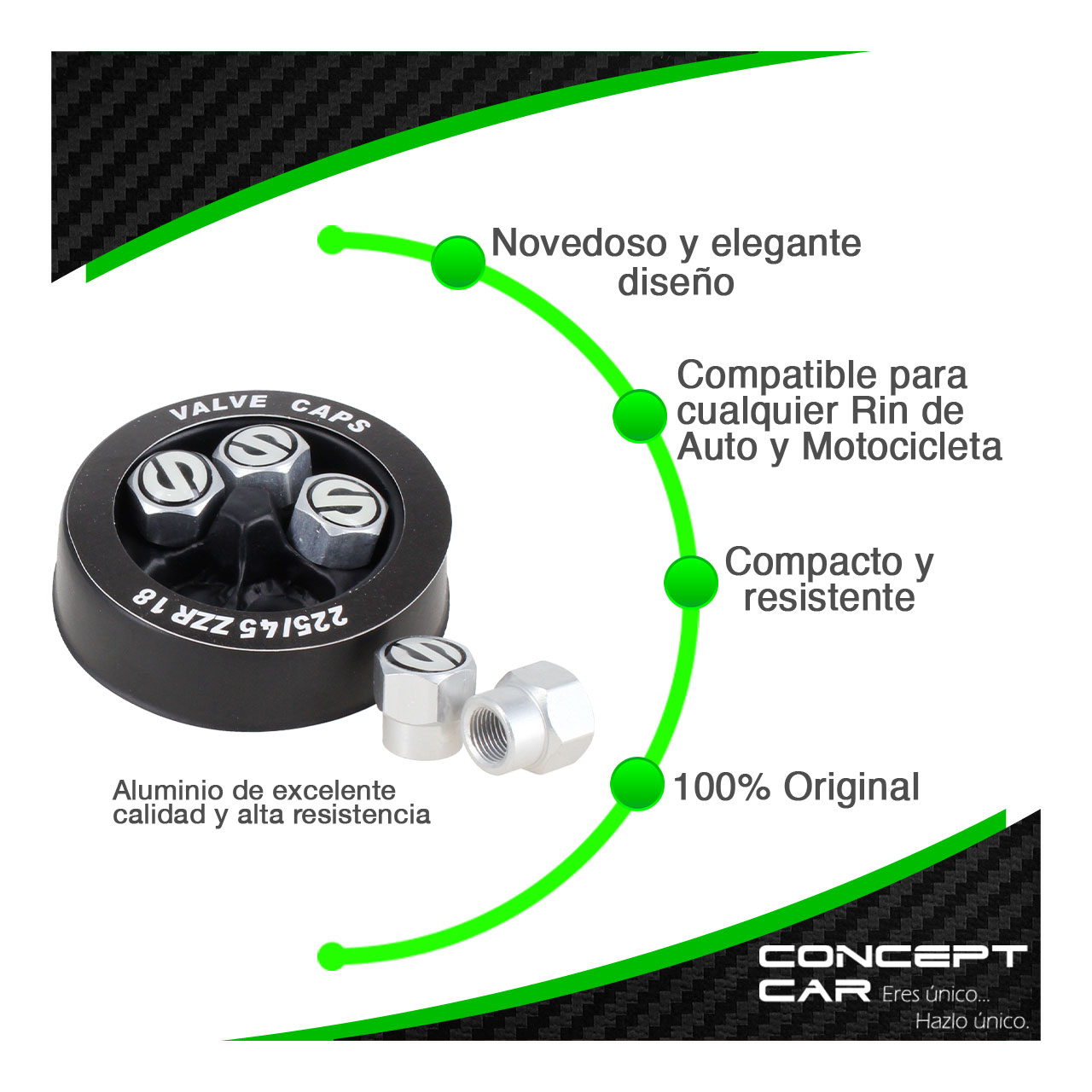 Juego 5 Tapones Para Valvula Cubrepivotes Universal Sparco