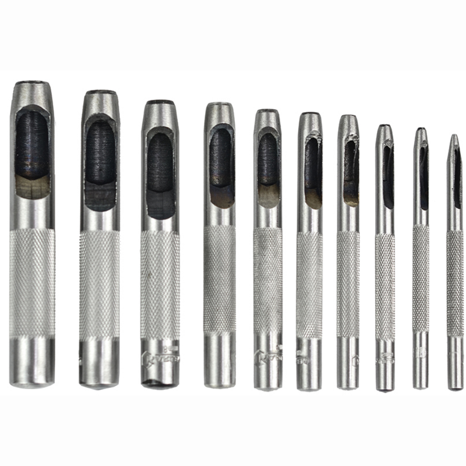 Juego De Sacabocados De 1 A 10mm 10 Unidades Son perfectos para Hacer Agujeros en Correas, Cinturones, Bolsos y Otros artículos de Cuero De Acero Al Carbón con Tratamiento Térmico