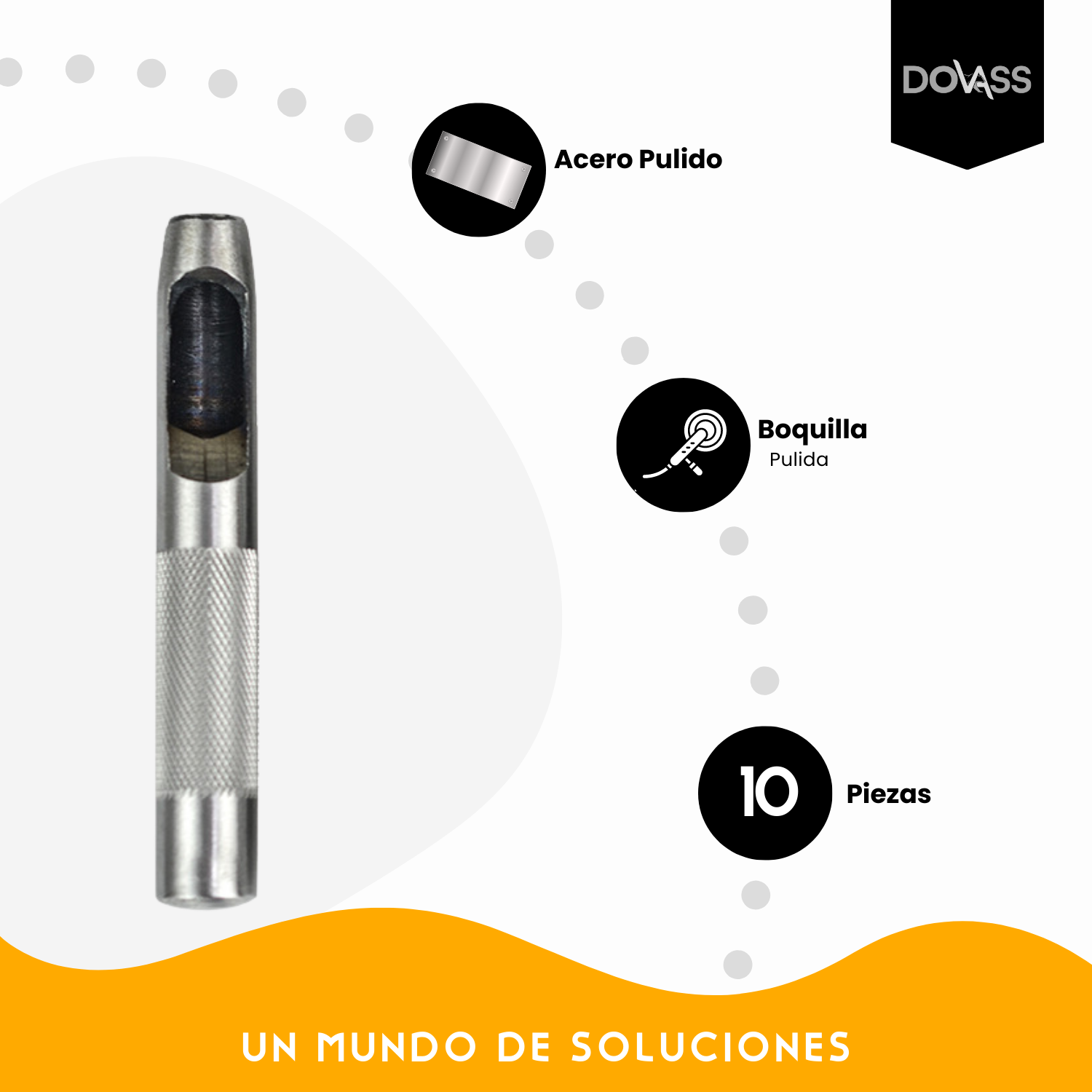 Juego De Sacabocados De 1 A 10mm 10 Unidades Son perfectos para Hacer Agujeros en Correas, Cinturones, Bolsos y Otros artículos de Cuero De Acero Al Carbón con Tratamiento Térmico