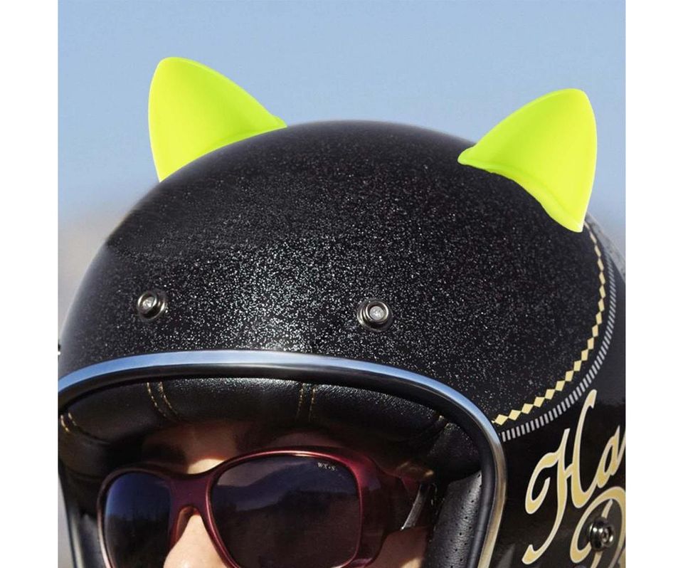 Adorno moto Decoración casco orejas gato motocicleta pegatinas accesorios rosa 2 pz contra agua