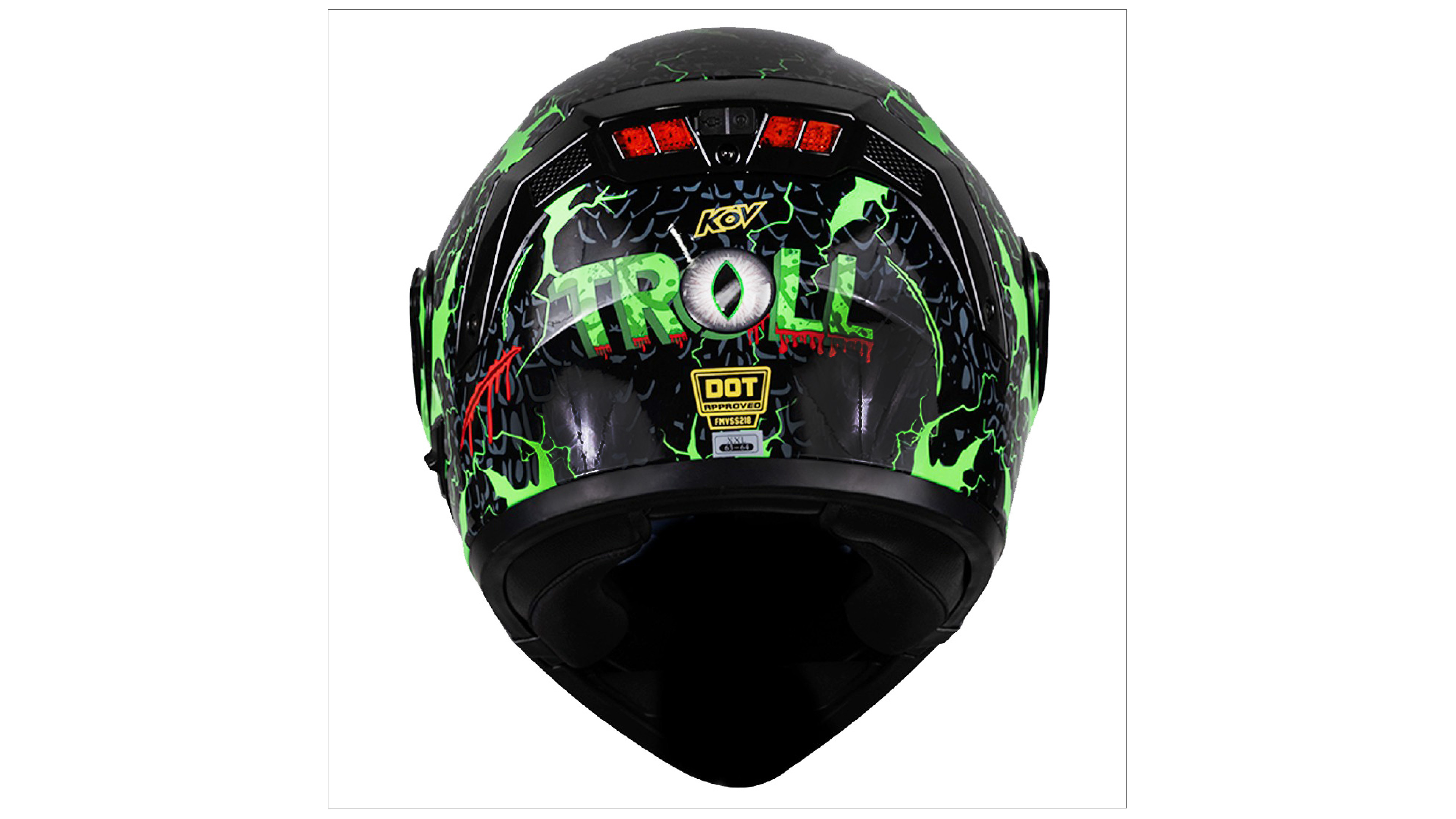 Casco kov Troll Estelar ABATIBLE Negro para Moto Brilla EN LA OBSCURIDAD Certificado Dot