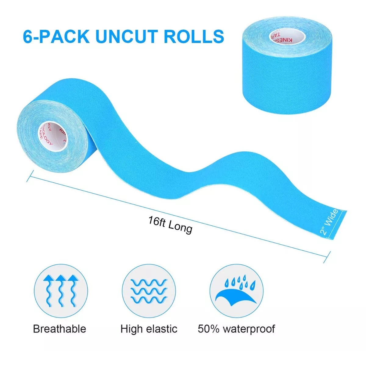 Cinta Kinesiológicas Neuromuscular De 5mx5cm (10 Piezas)