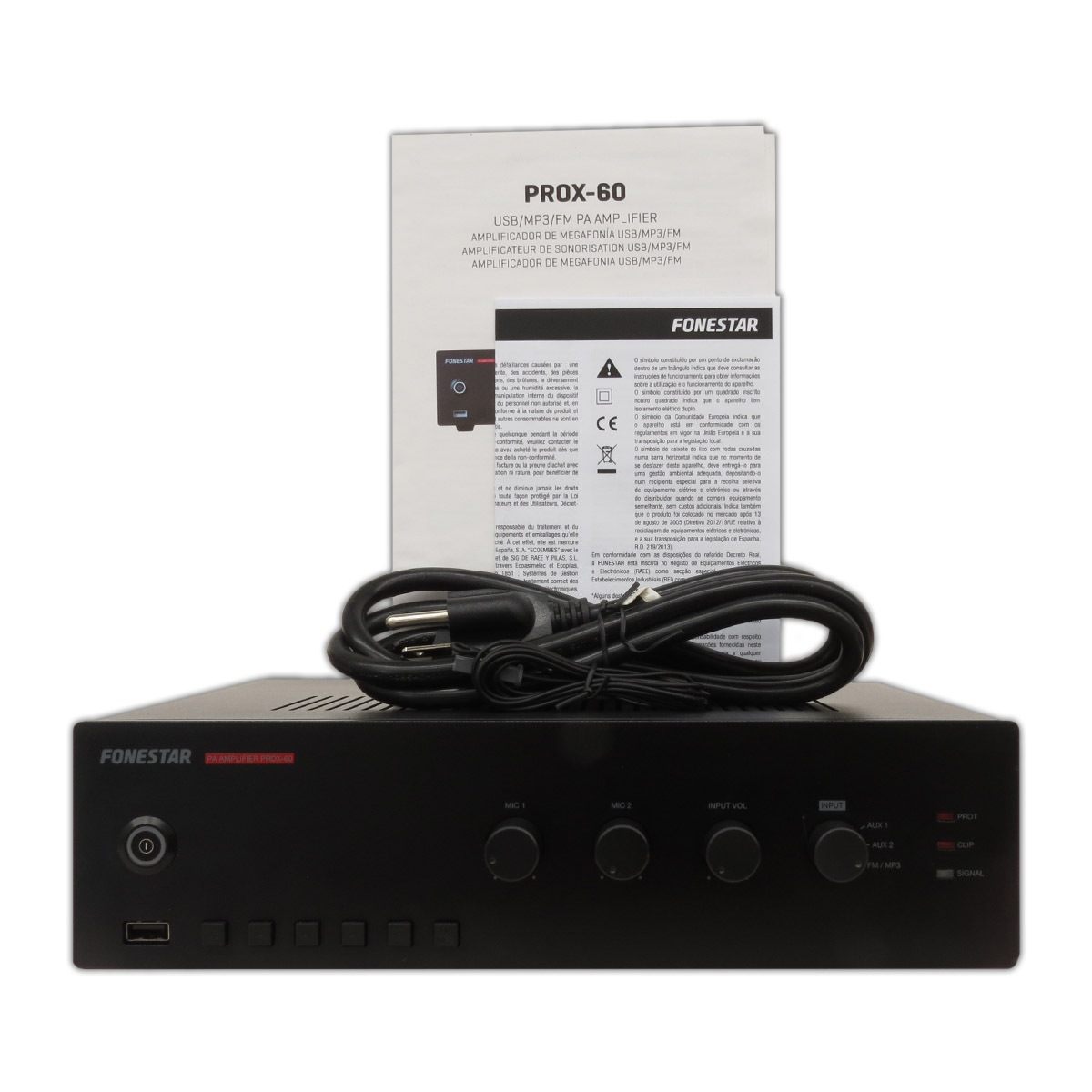 Amplificador Megafonía Fonestar Reproduce Usb/mp3/fm Prox60