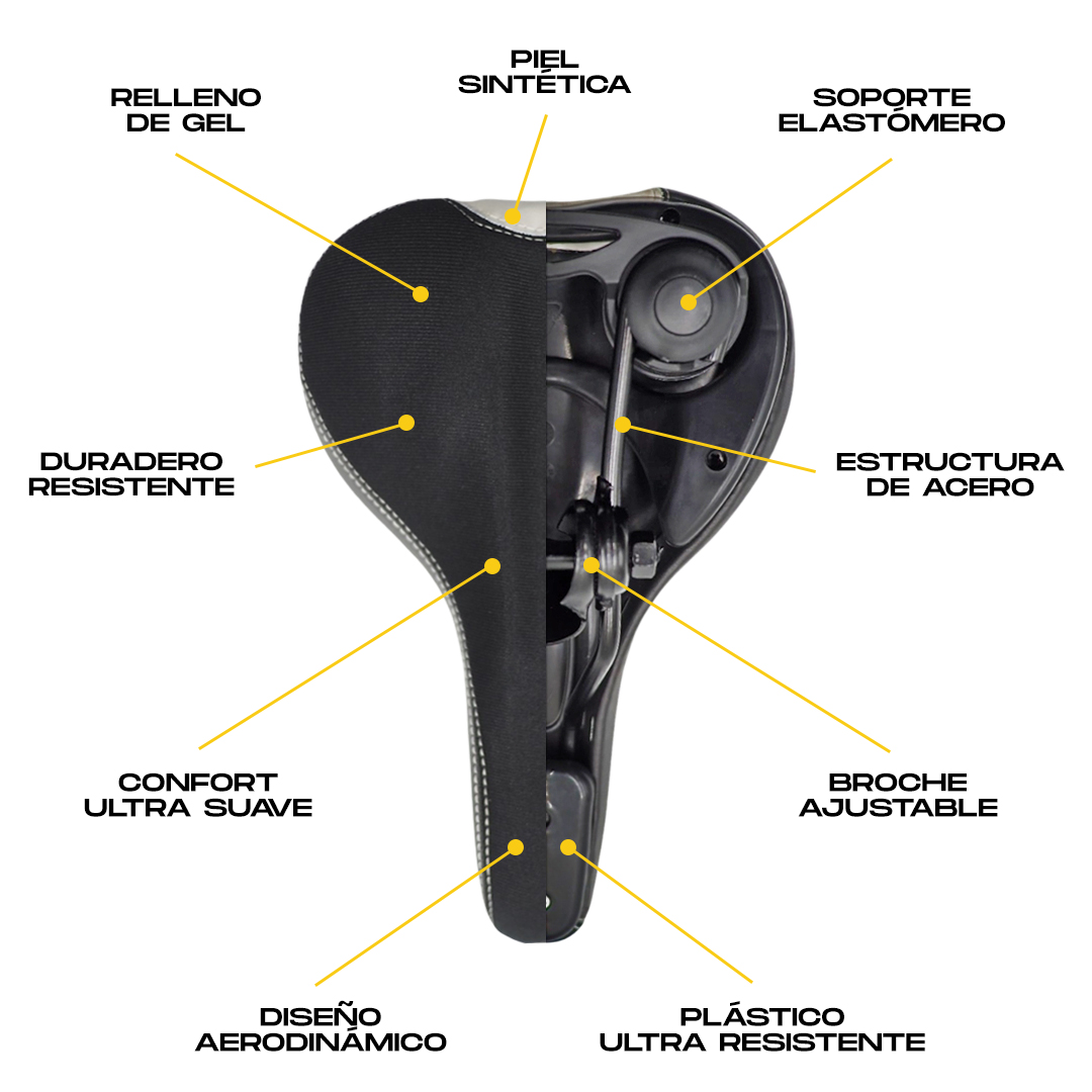 Asiento Bicicleta De Gel Sport Racer Mtb Con Elastómeros