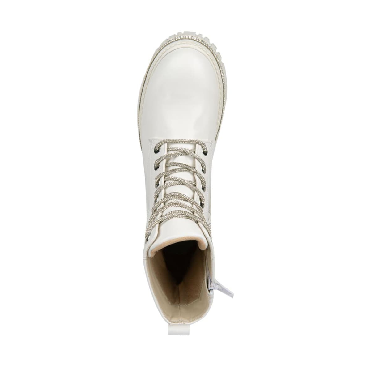 Botas militares blancas Tierra Bendita con cordones con pedrería, mod. 1109985