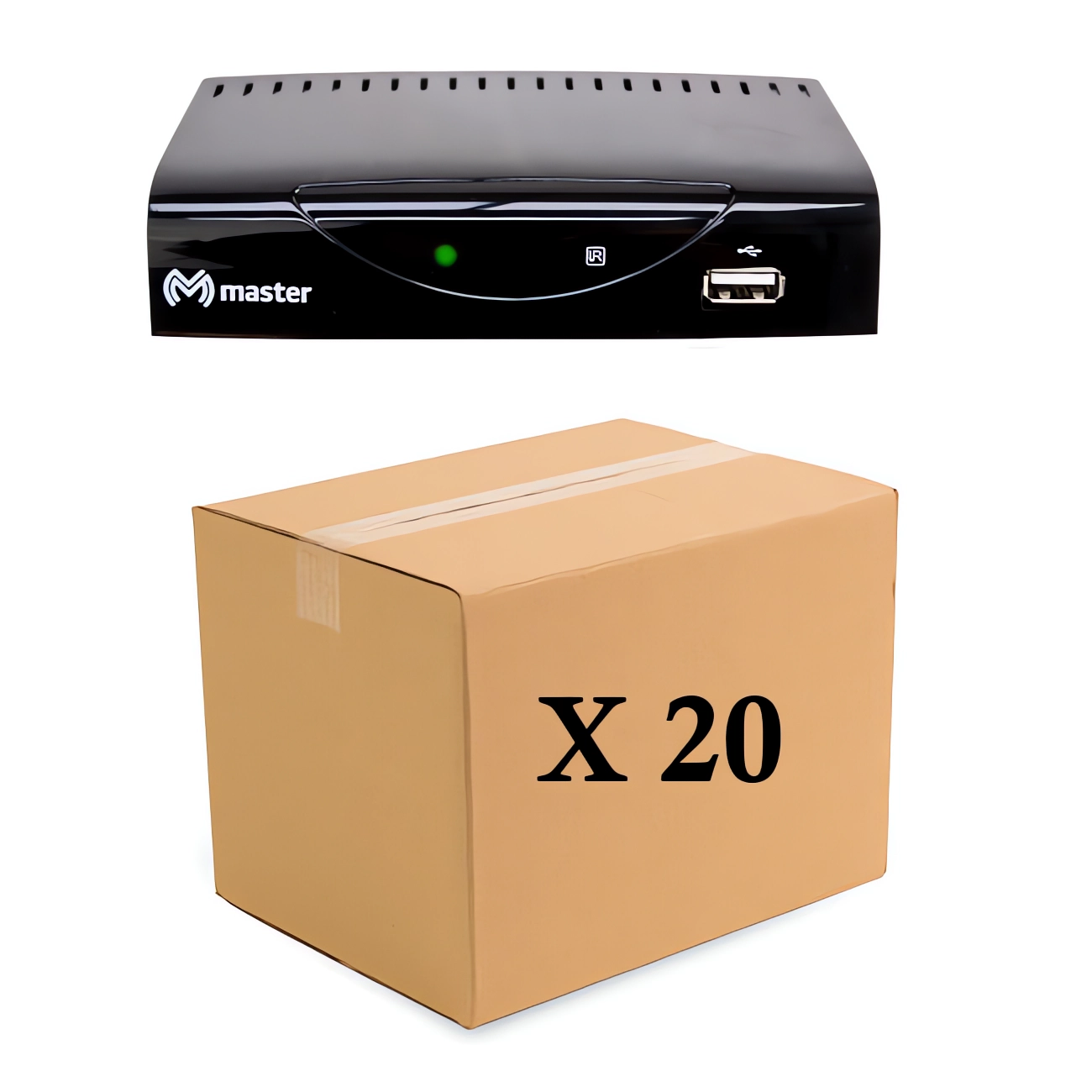 Caja con 20 Piezas en Presentación Individual de Convertidor y Decodificador de Señal de TV Digital a Analógica para TV Clasicas con Grabador de Programas Master TDT-RECORDX20