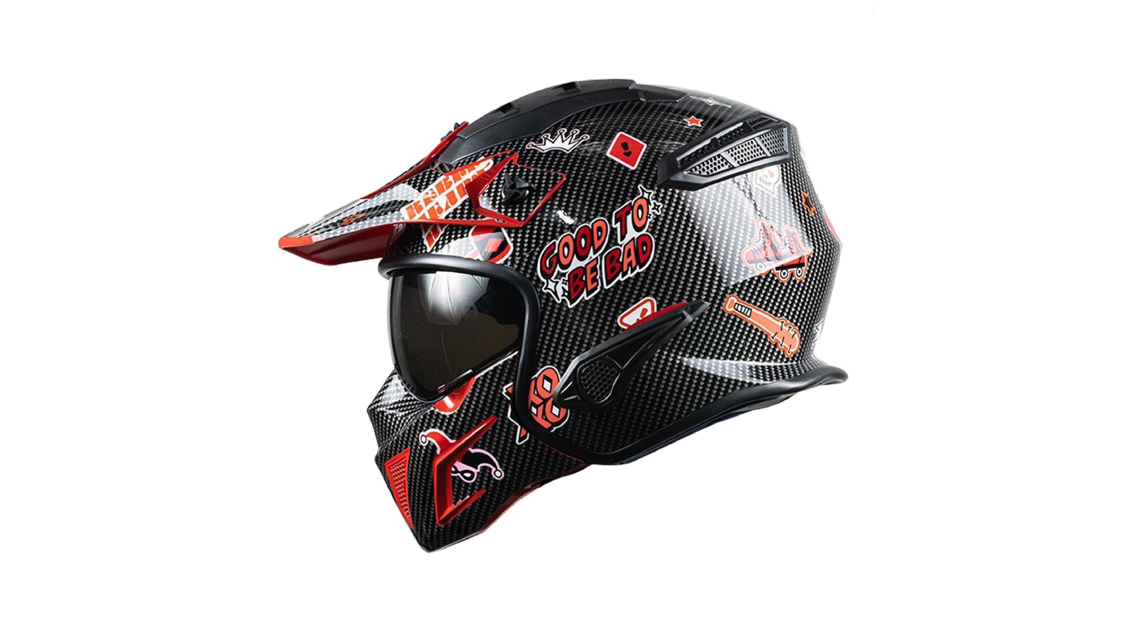 Casco KOV  Harley Quinn Rock-O Modular Rojo para Moto DC Comics Oficial mentonera Desmontable Certificado Dot
