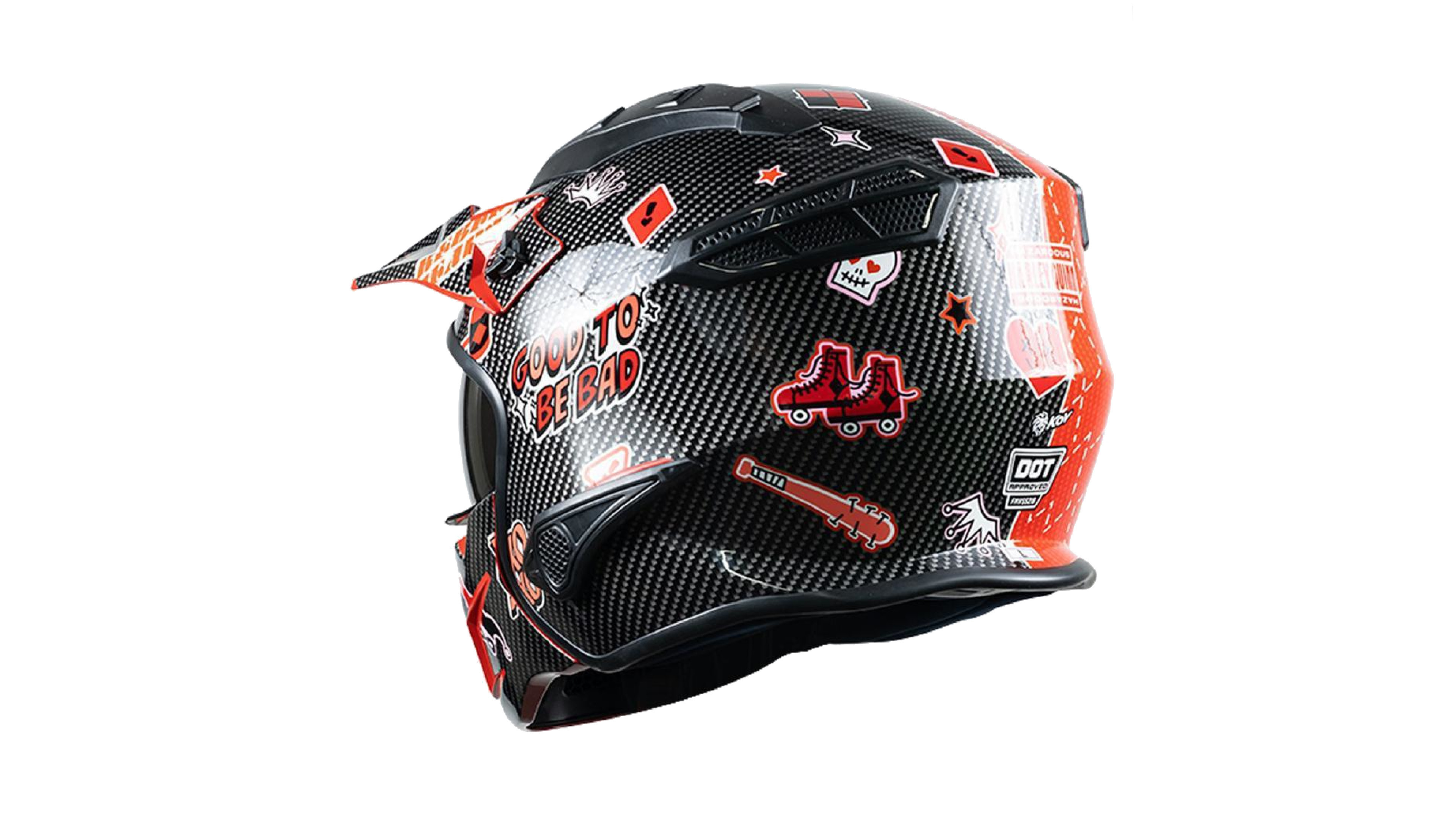 Casco KOV  Harley Quinn Rock-O Modular Rojo para Moto DC Comics Oficial mentonera Desmontable Certificado Dot