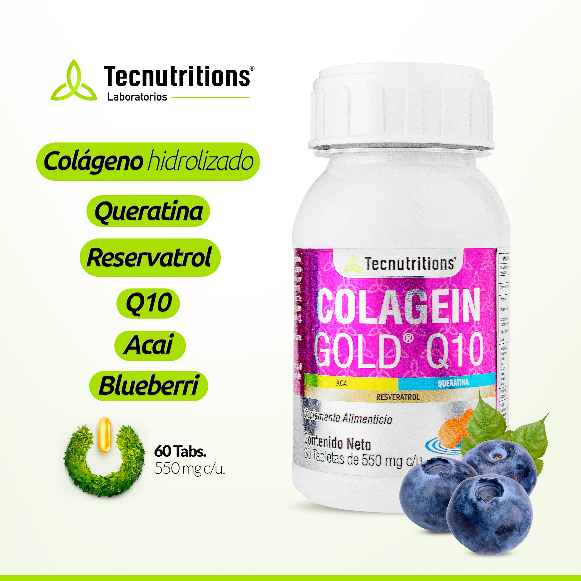 Suplemento Colágeno Hidrolizado, Resveratrol Y Q10 Tecnutritions®