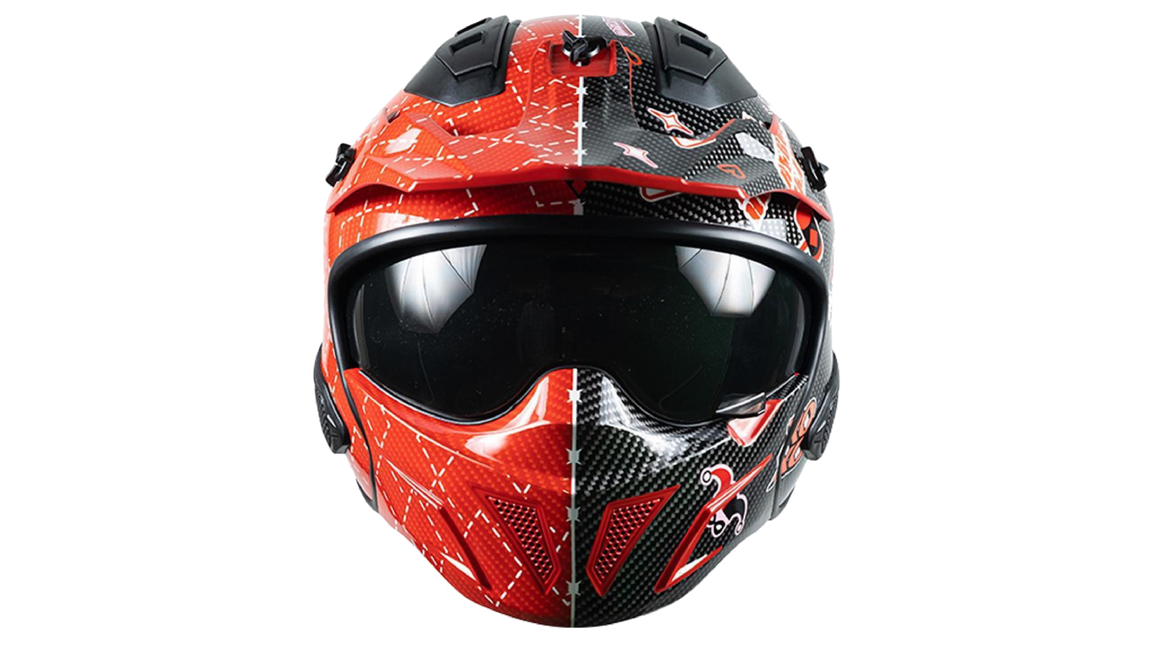 Casco KOV  Harley Quinn Rock-O Modular Rojo para Moto DC Comics Oficial mentonera Desmontable Certificado Dot