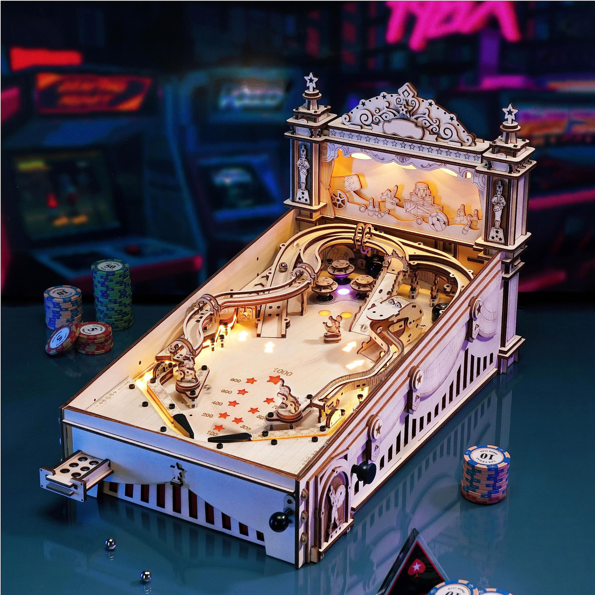 Pinball Machine Rompecabezas 3d Madera Bloques Robotime