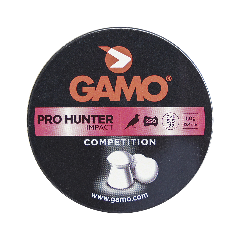 Diabolos Gamo Punta Esferica Pro Hunter Calibre 5.5mm 0.22 Pulgadas Lata De 250 Piezas Cada Una para Rifle De Aire Comprimido para Deportes Caza o Tiro Al Blanco