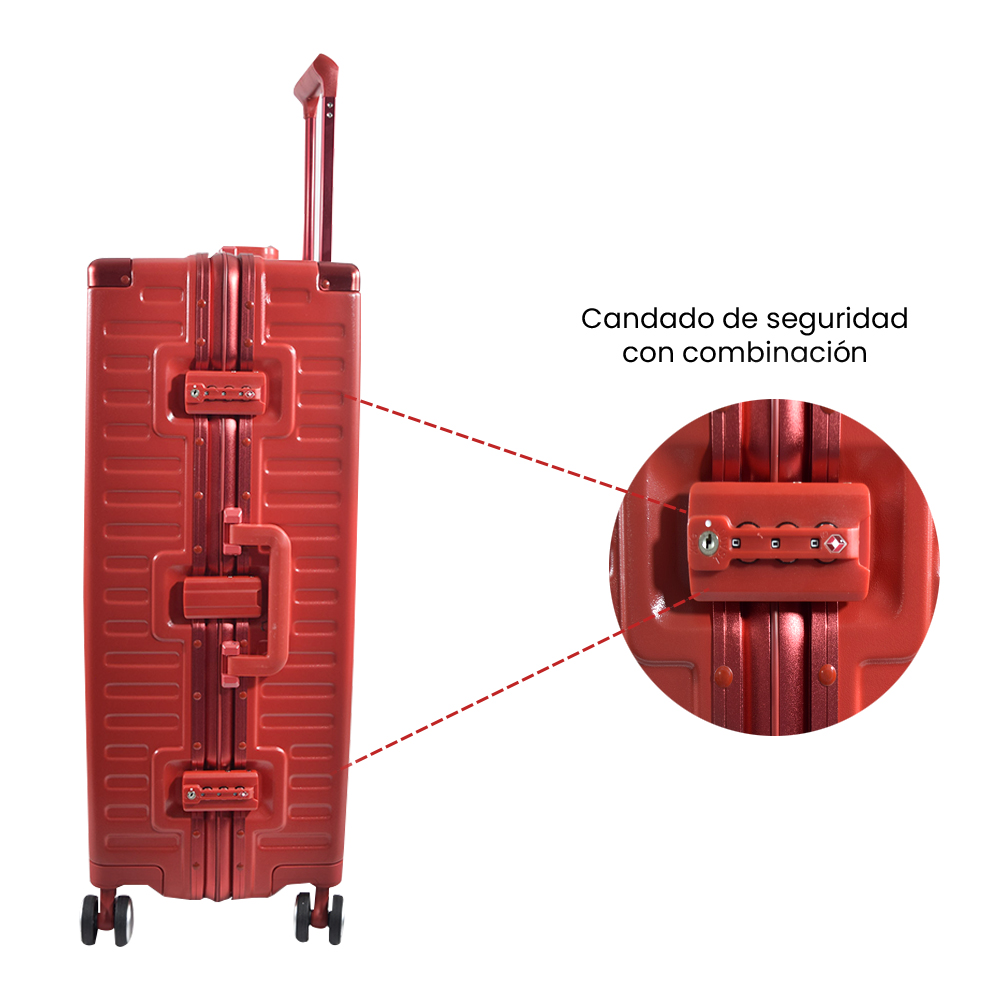 Maleta Cuadrada Con Candado De Seguridad Mediana Roja