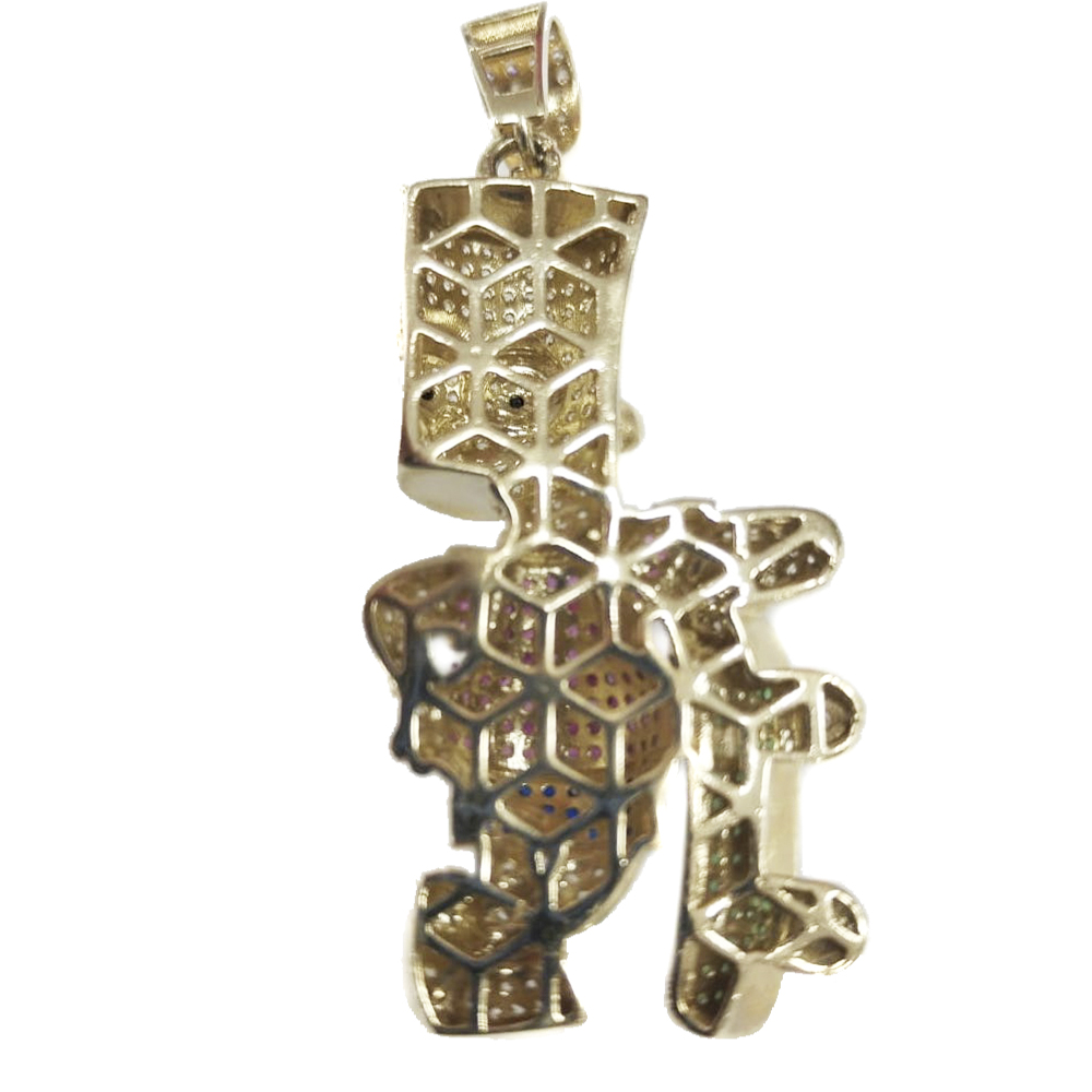 Dije de Bart Simpson de Oro 10K con Zirconia Suiza Ital