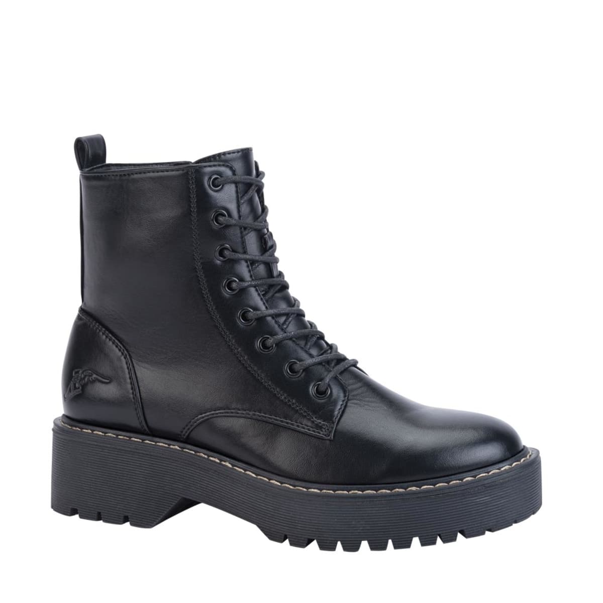 Bota militar negra marca Goodyear para mujer, con suela track, mod. 1087418