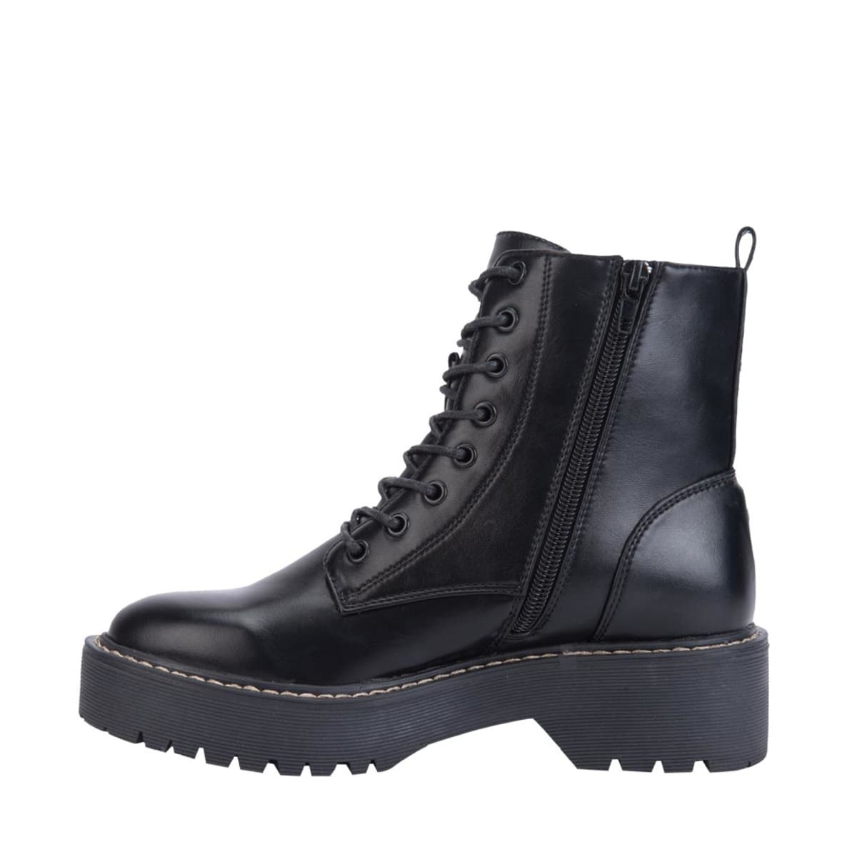 Bota militar negra marca Goodyear para mujer, con suela track, mod. 1087418