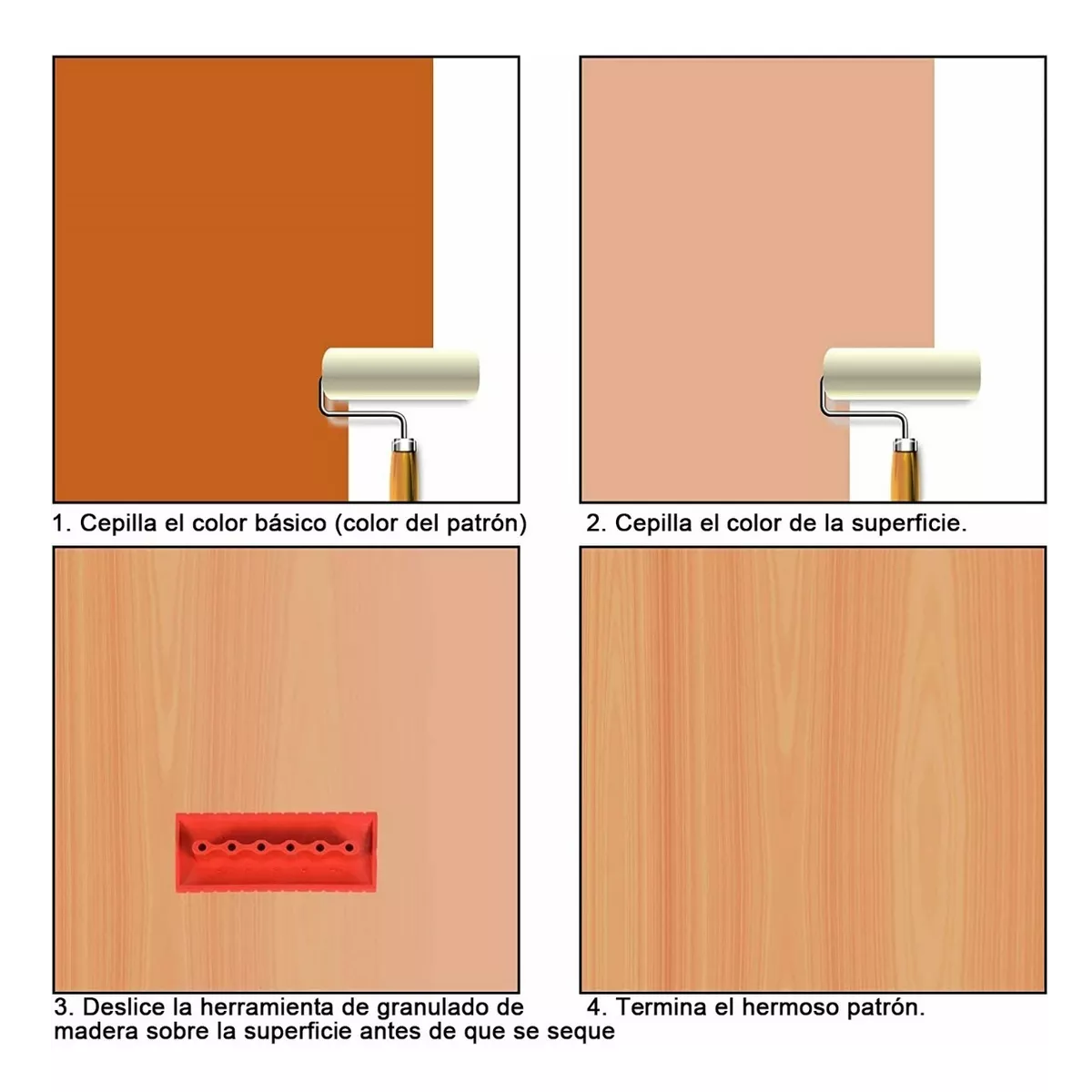 Veteador Para Pintar Con Acabado Imitación Madera Kit 4 Pzs