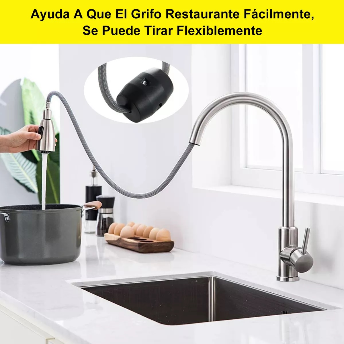 Grifo De Cocina De 360 Grados  Caliente Y Fría Acero Inoxidable 304
