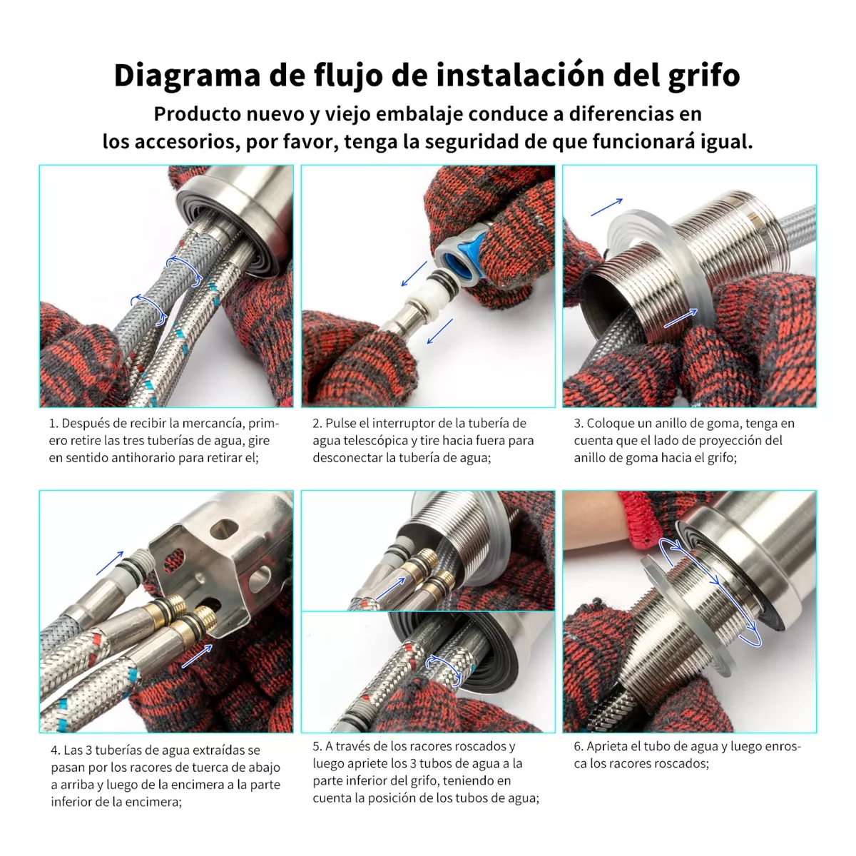 Grifo De Cocina De 360 Grados  Caliente Y Fría Acero Inoxidable 304
